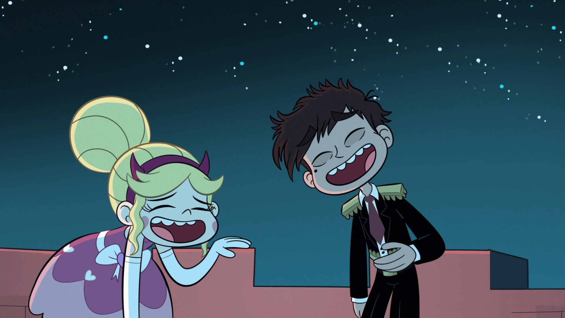 S1E15 Star and Marco laughing.png. Star vs. the Forces