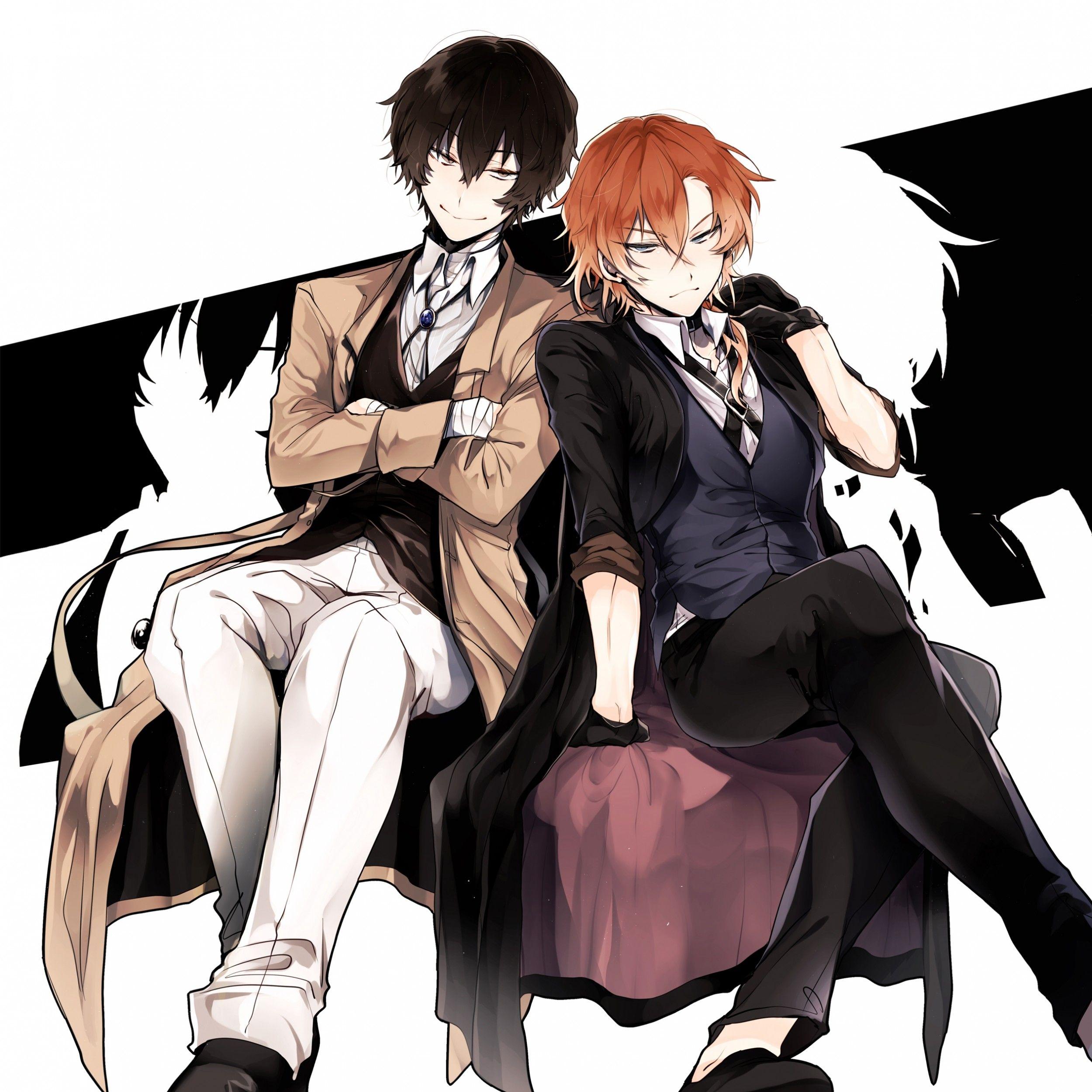 Download 2500x2500 Nakahara Chuuya, Dazai Osamu, Bungou Stray Dogs