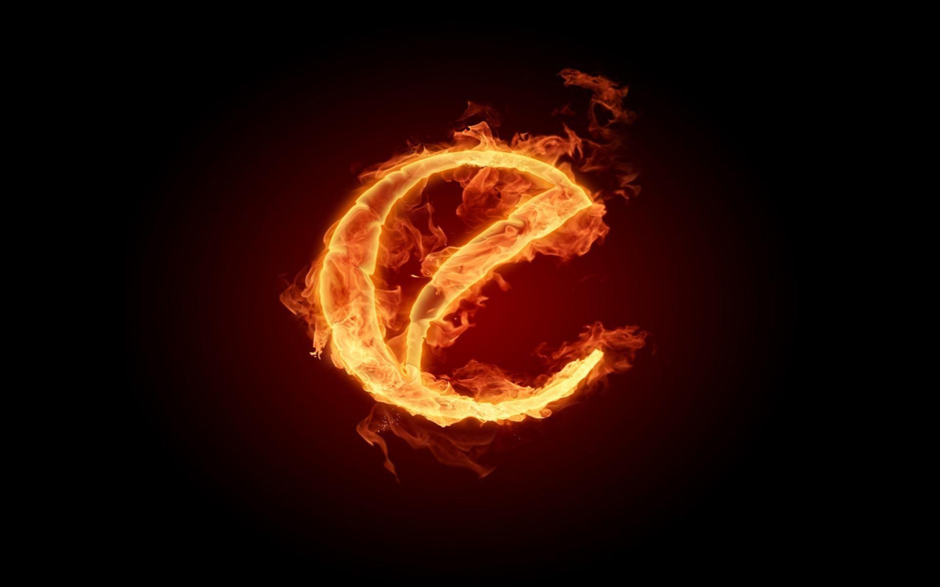 Free HD Burning Fire Letter E Wallpaper