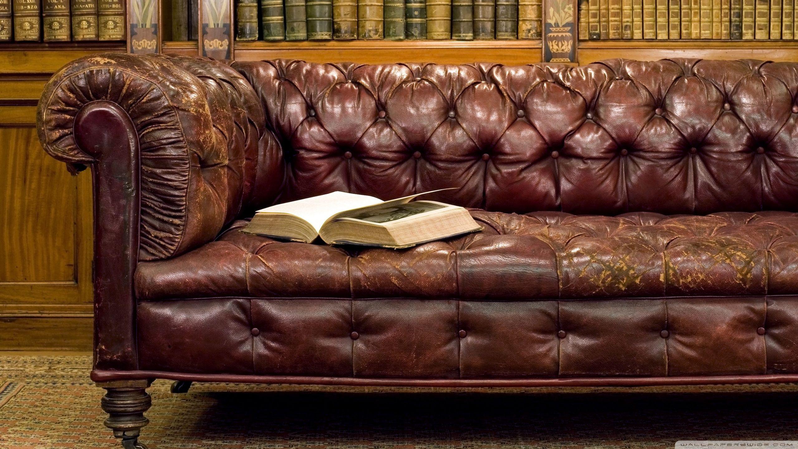 Library Old Leather Sofa ❤ 4K HD Desktop Wallpaper for 4K Ultra