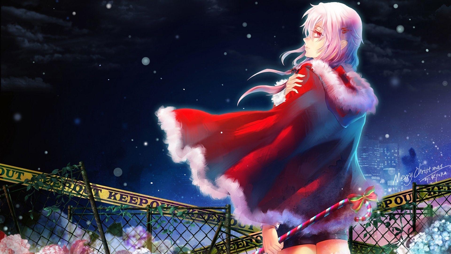Christmas Red Dress Anime Girl Wallpaper