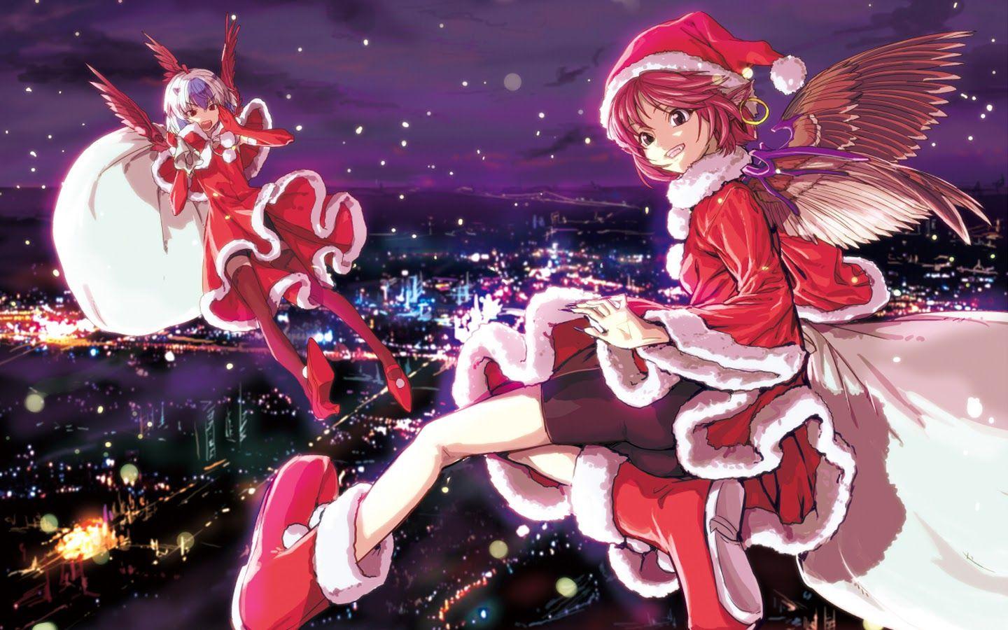 Anime Christmas Girls 18 Backgrounds Wallpapers