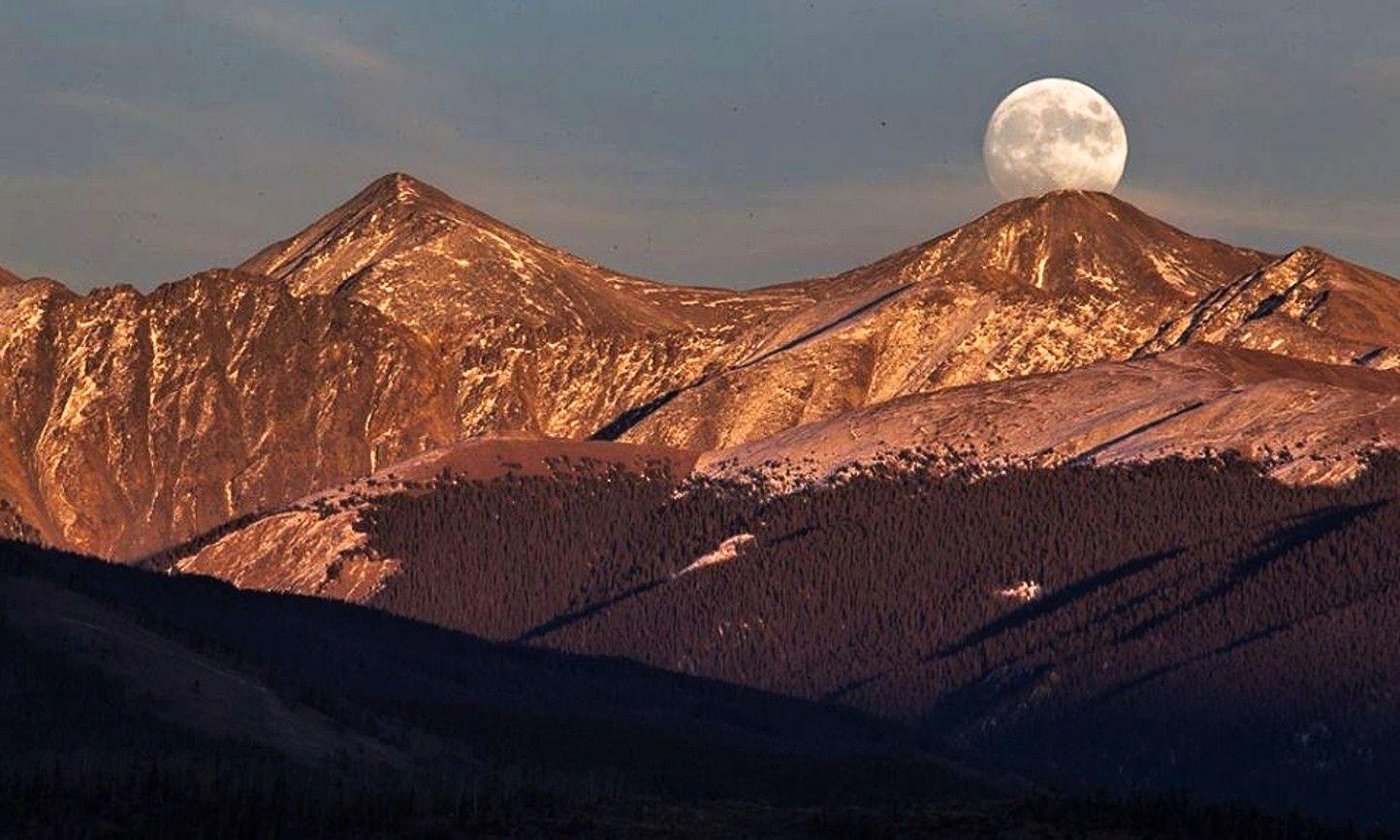 Mountains: Super Moon Sun Mountains Emergence Mountain Wallpaper