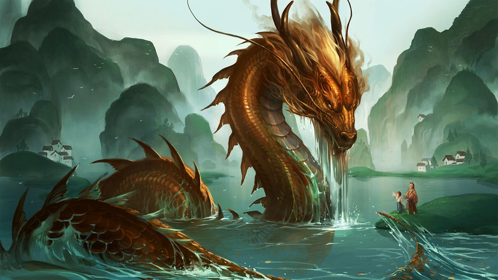 Chinese Dragon In Ocean Wallpaper