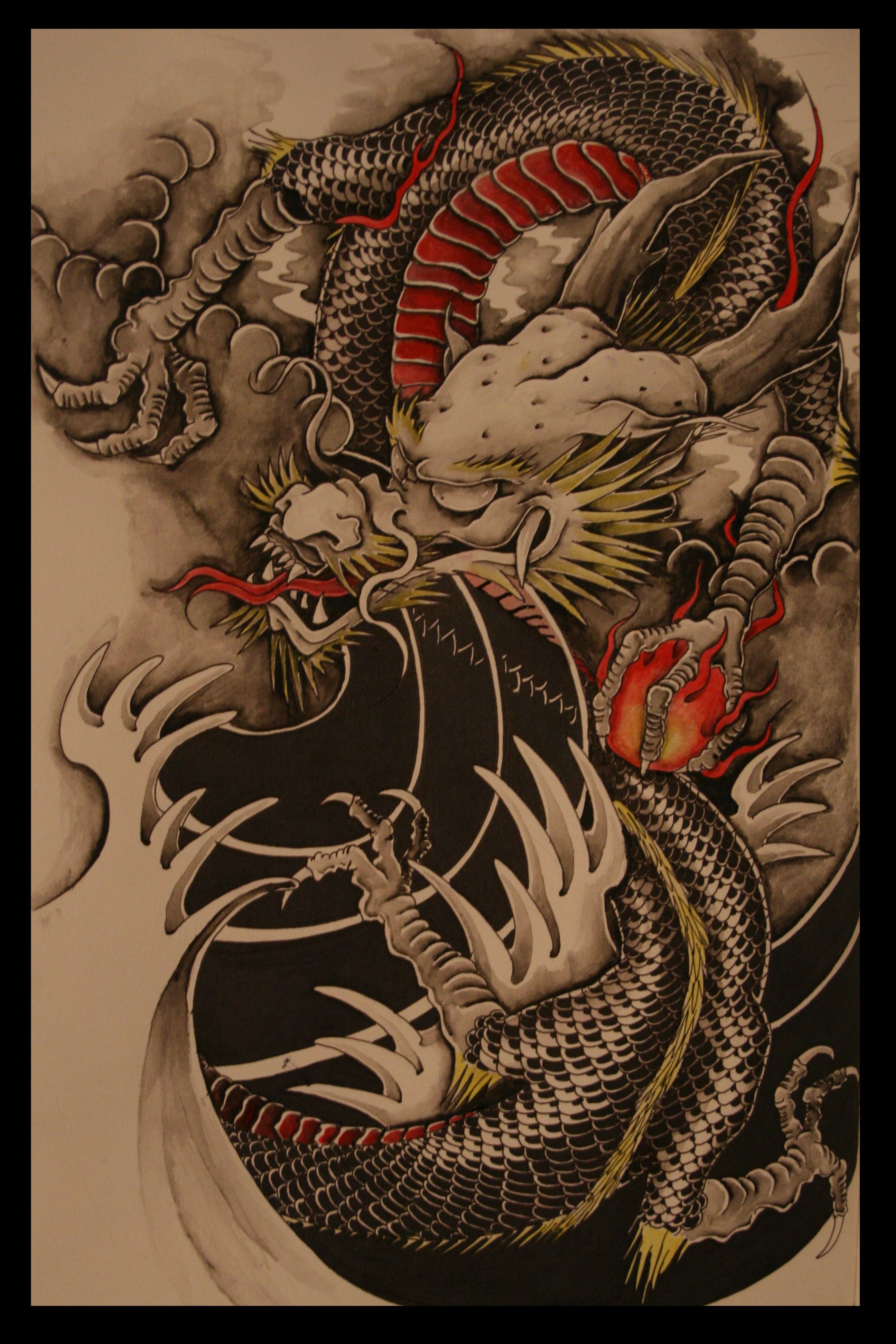 japanese dragon tattoo tribal