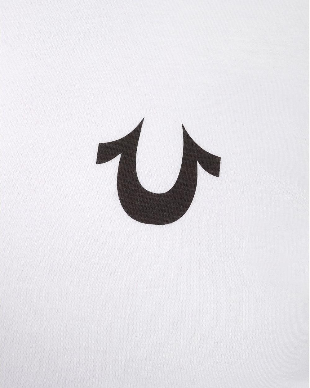 True Religion Jeans Mens Traditional Logo T Shirt, Plain White Tee