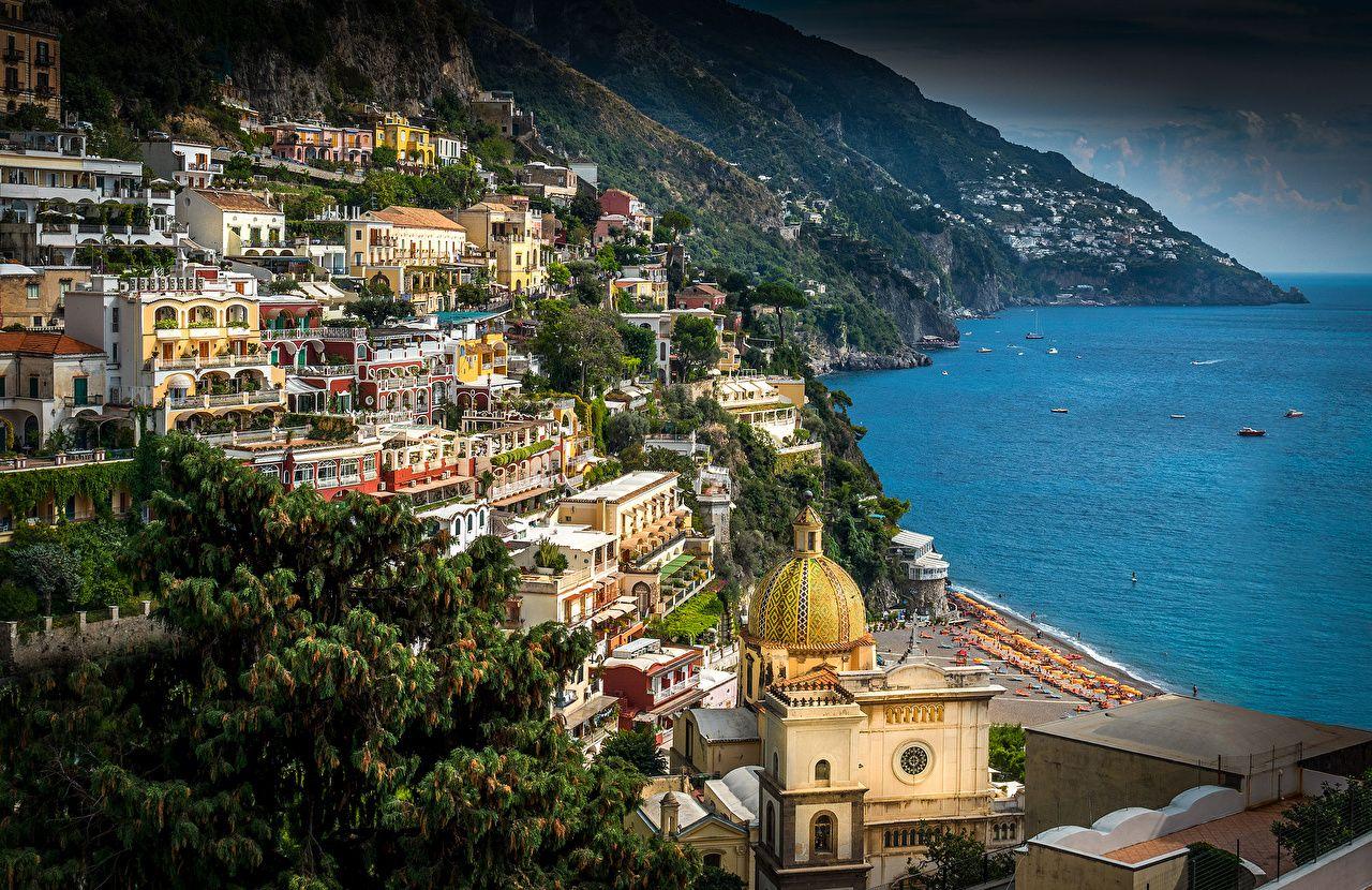 Wallpaper Cities Positano Italy Amalfi Coast Houses