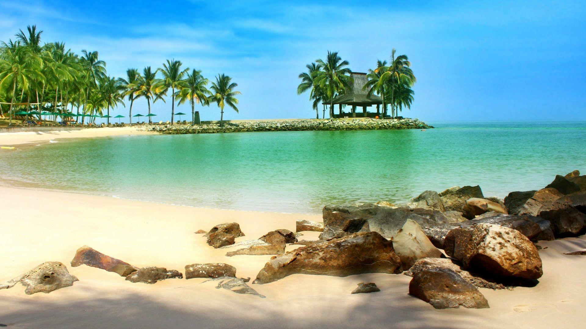 Borneo Tag wallpaper: White Borneo Sea Rocks Sand Tropical Summer