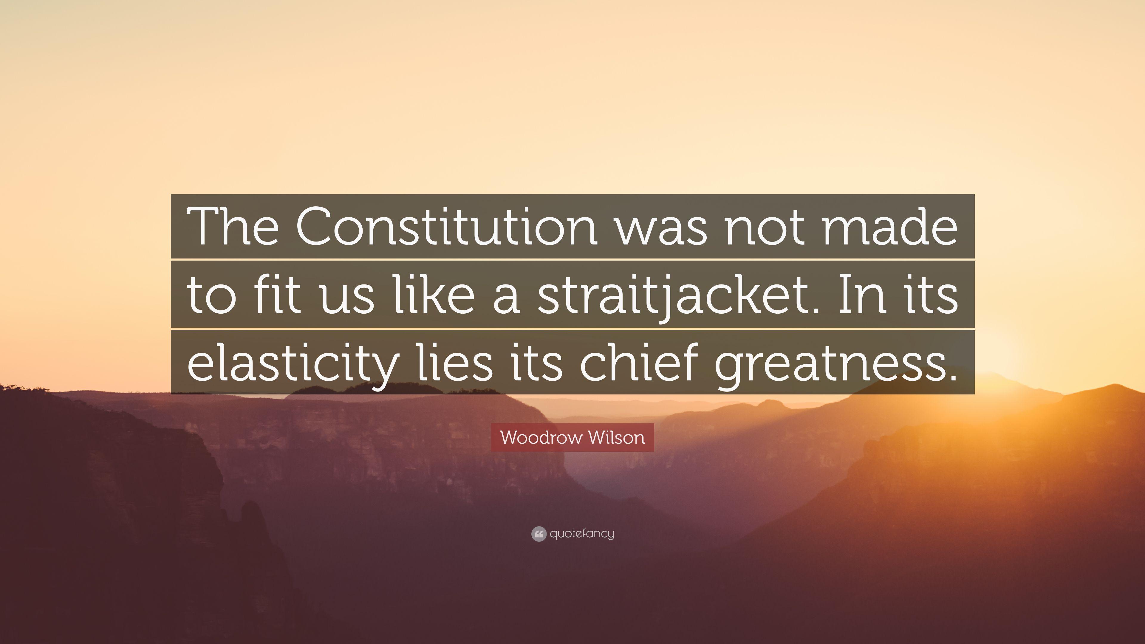 Woodrow Wilson Quote: “The Constitution was not made to fit us