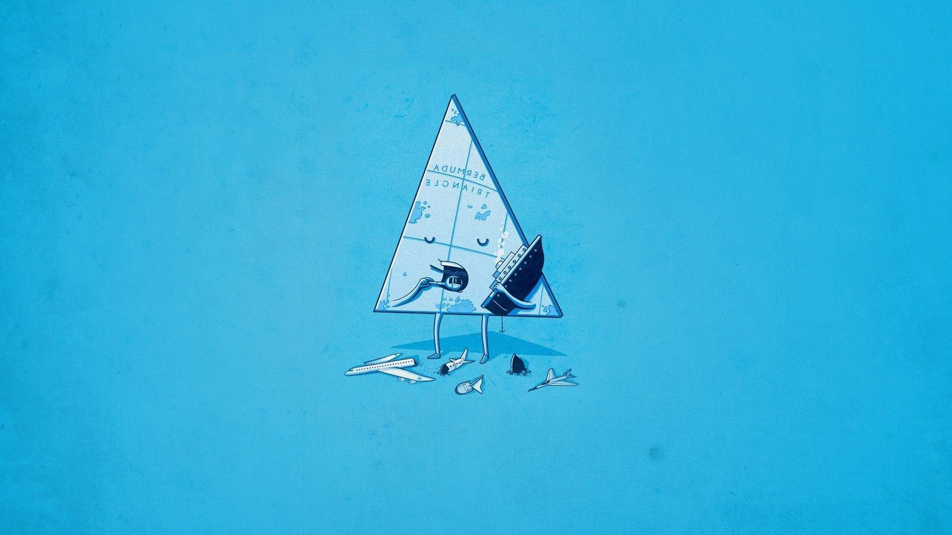 threadless, Blue, Minimalism, Simple, Triangle, Anime, Bermuda