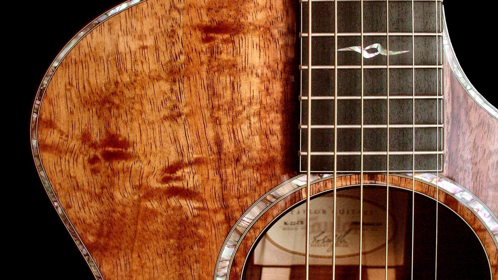 Download Wallpaper 1920x1080 guitar, wood, strings, background