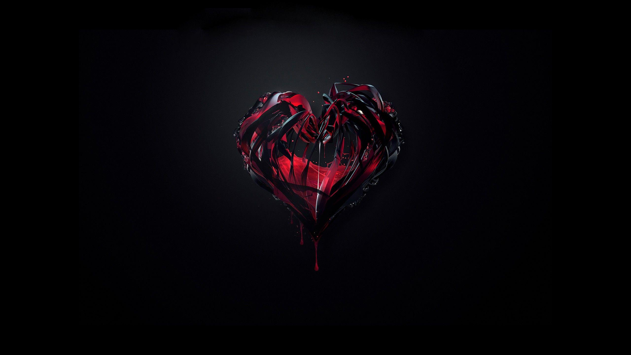 black wallpaper heart