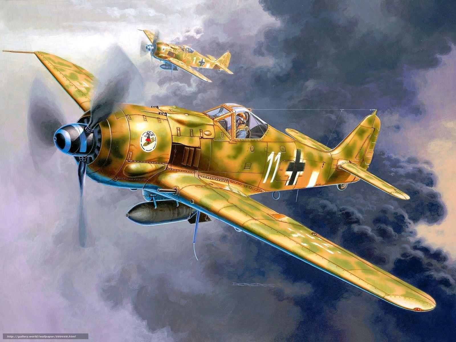Download Wallpaper Art, Plane, Germany, Focke Wulf Fw190 F 8 Free