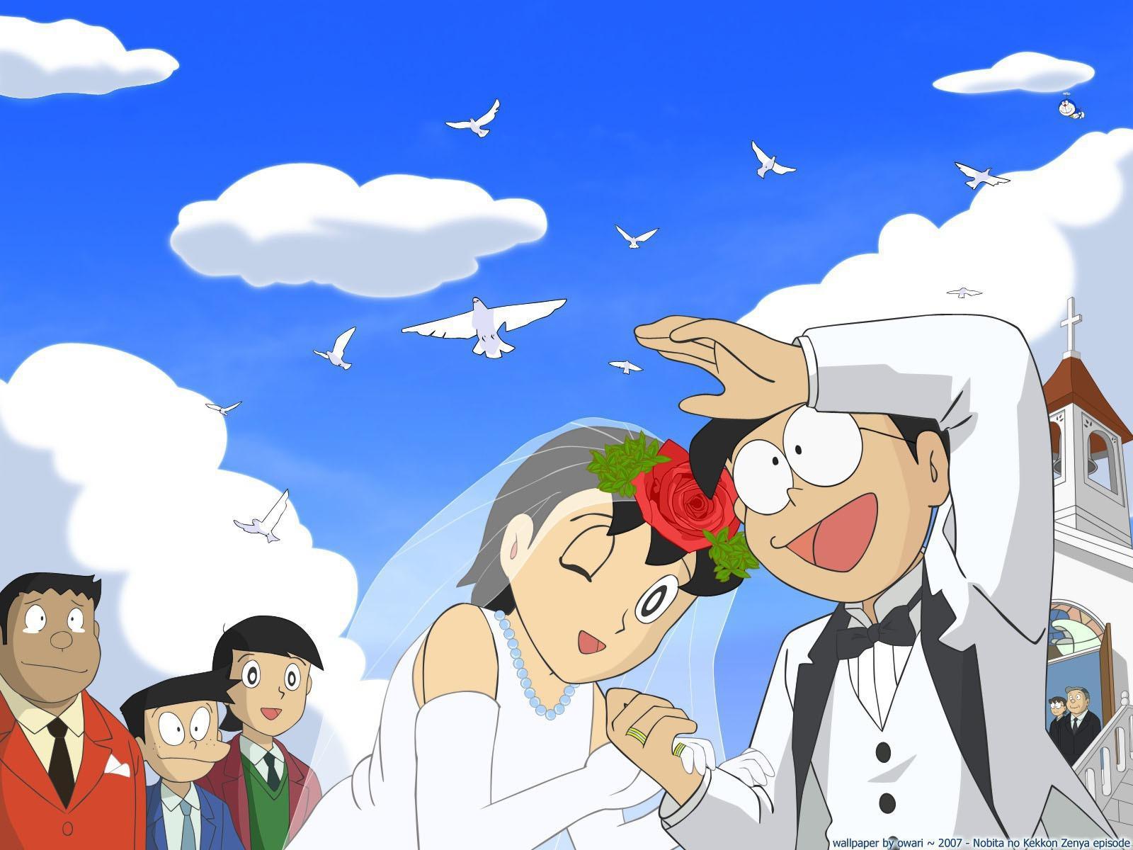Nobita Shizuka Wedding Wallpaper, High Definition, High Quality