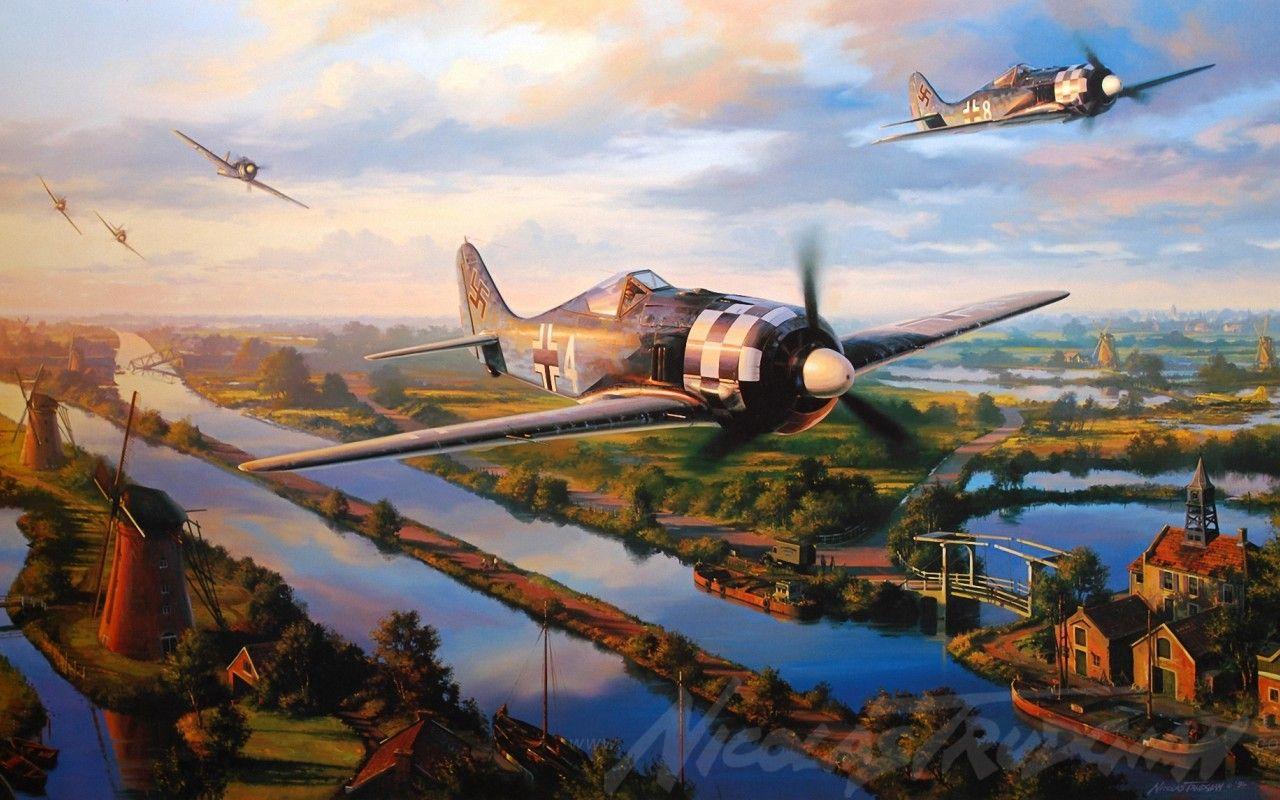 Download wallpaper aviation, aircraft, airplane, war, dogfight