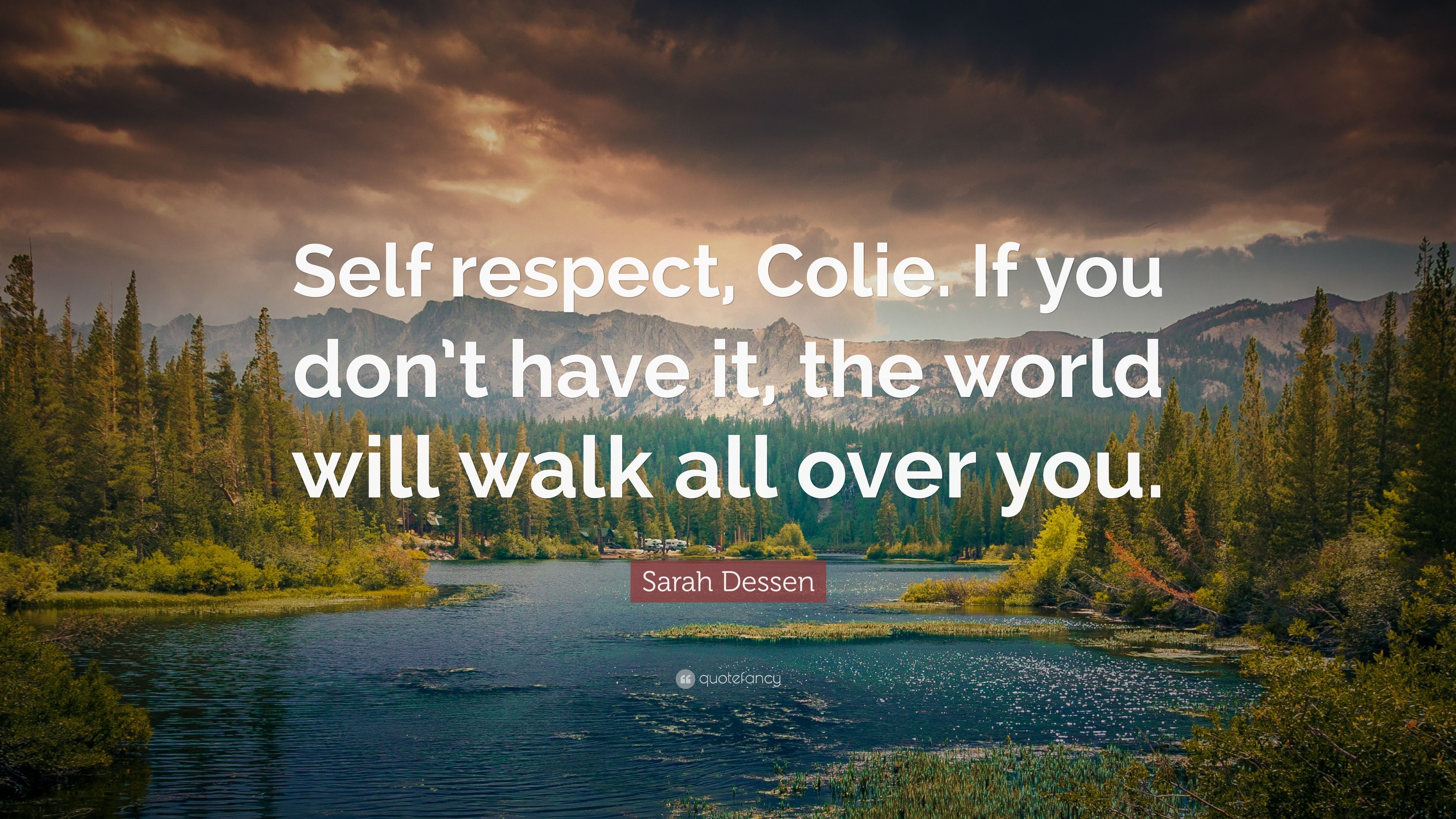 Sarah Dessen Quote: “Self respect, Colie. If you don't have it