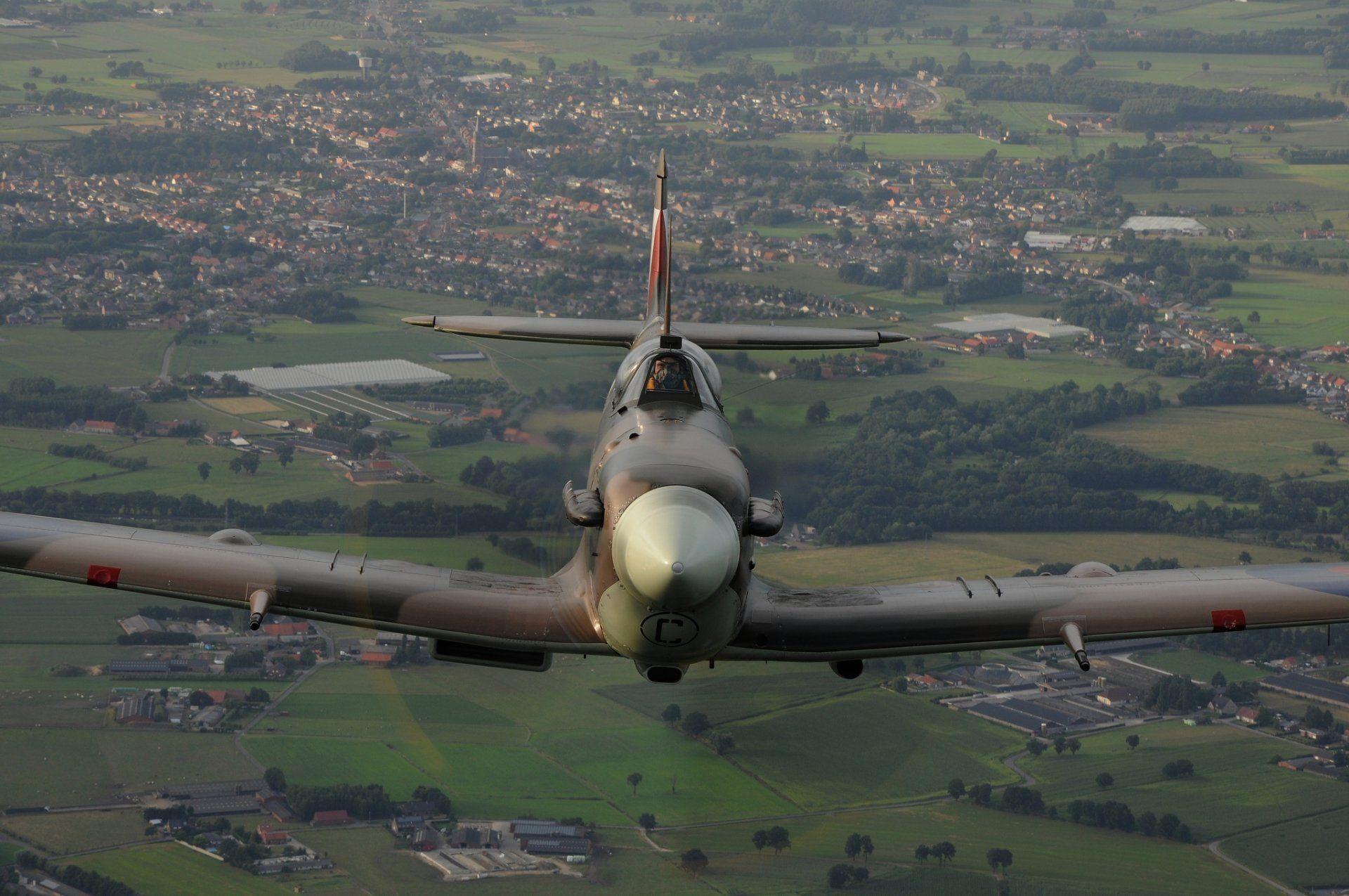 supermarine spitfire mk v fighter landscape HD wallpaper