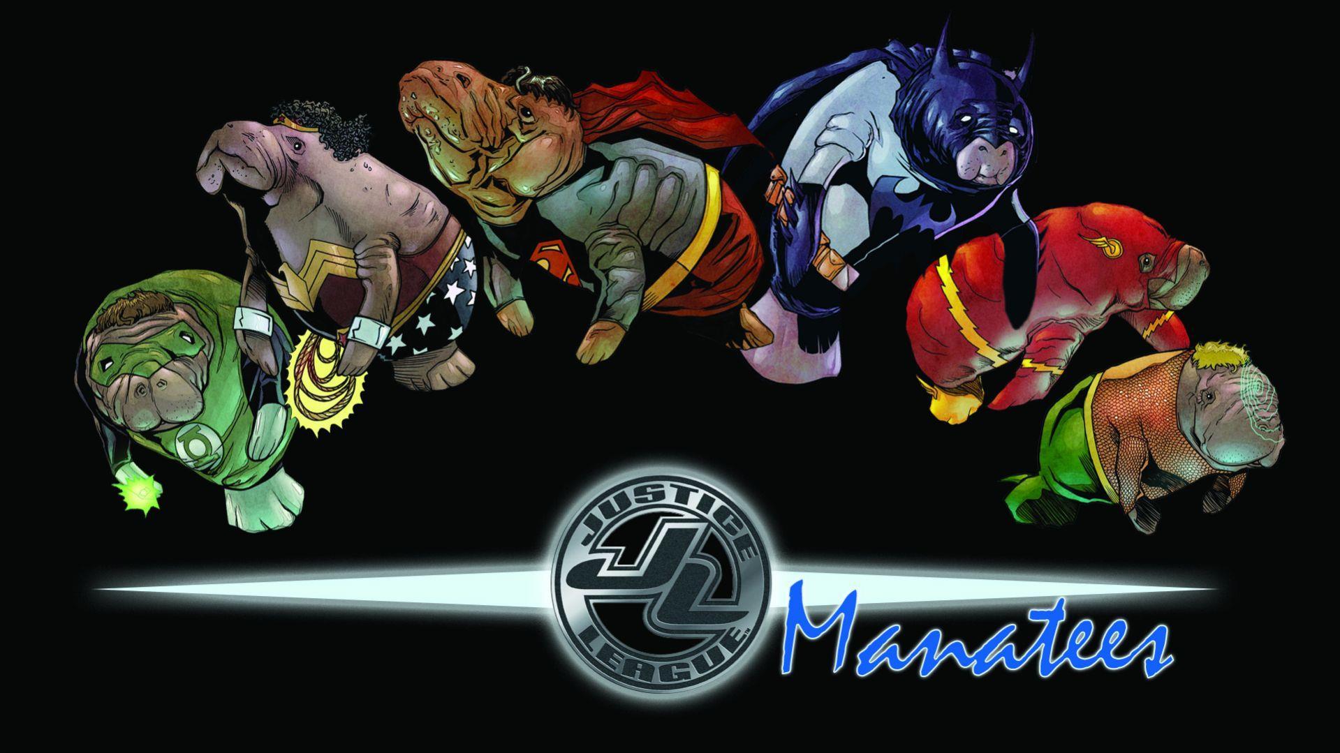 I put together some wallpaper with the manatee superheroes