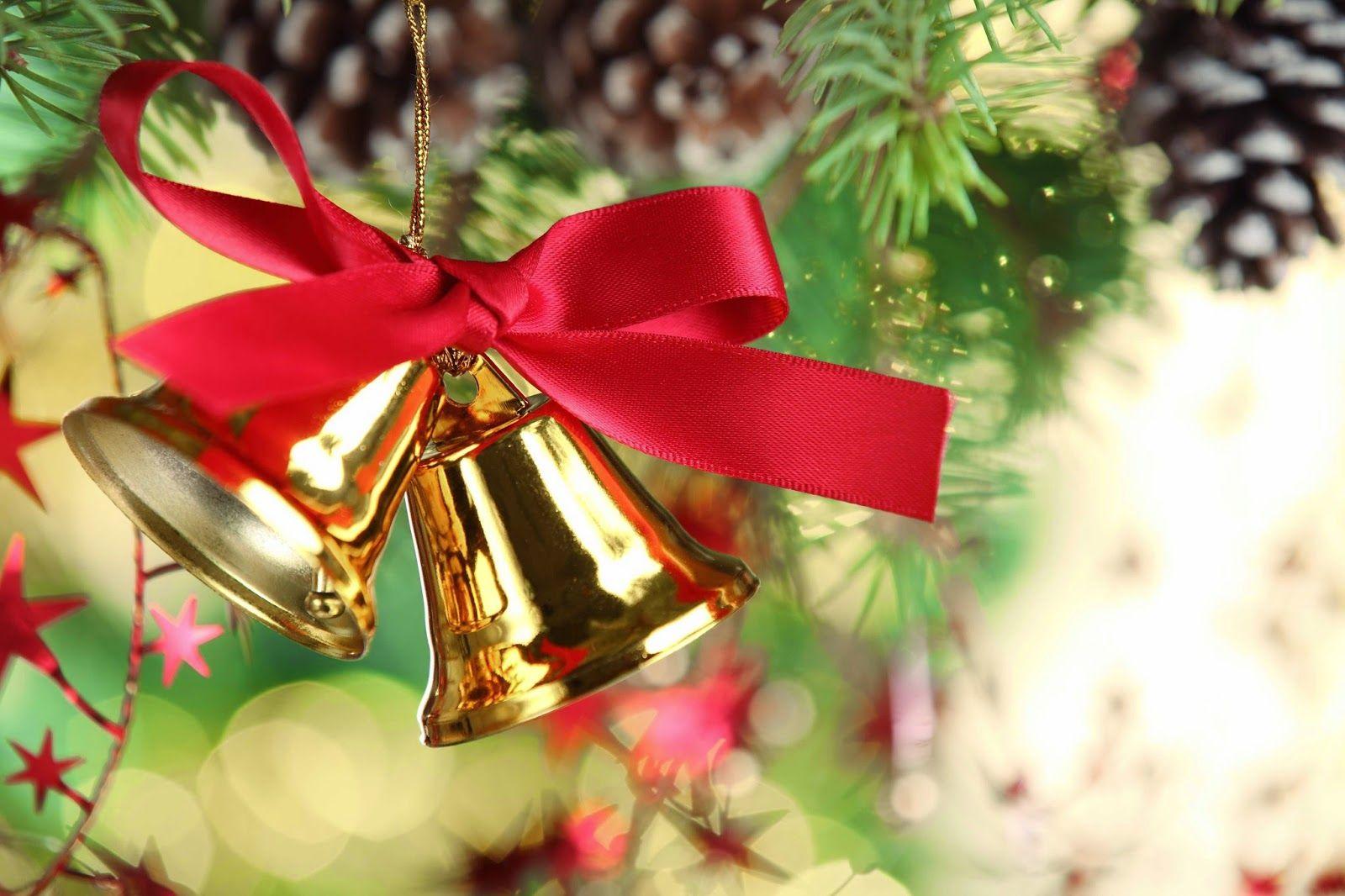 Christmas Jingle Bells Decoration With Holly Ribbon Mistletoe New