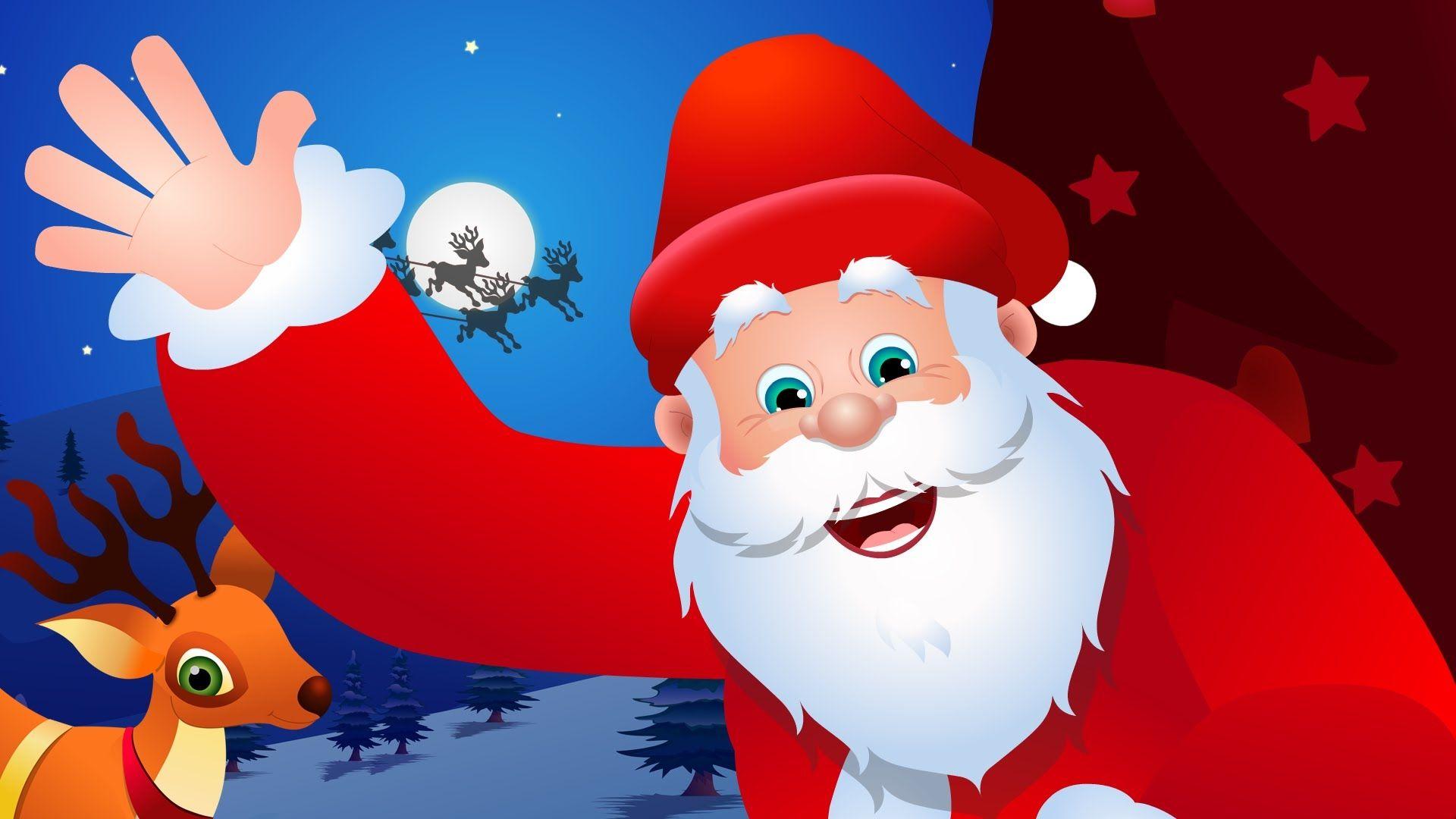 Santa Claus Cartoon Kids Wallpaper Free