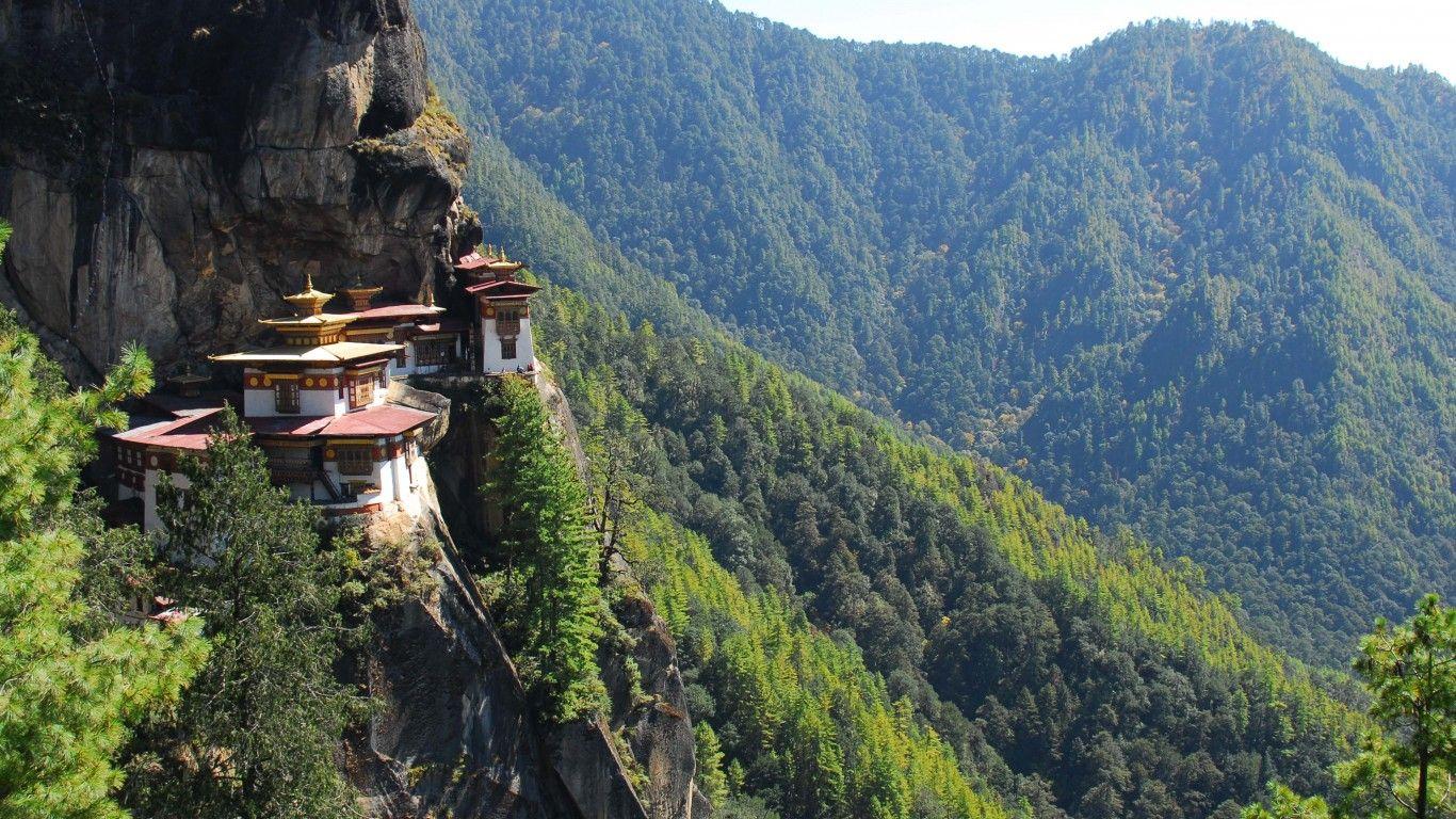 Wallpaper Bhutan Stupa In Thimphu Landscape Nature HD City