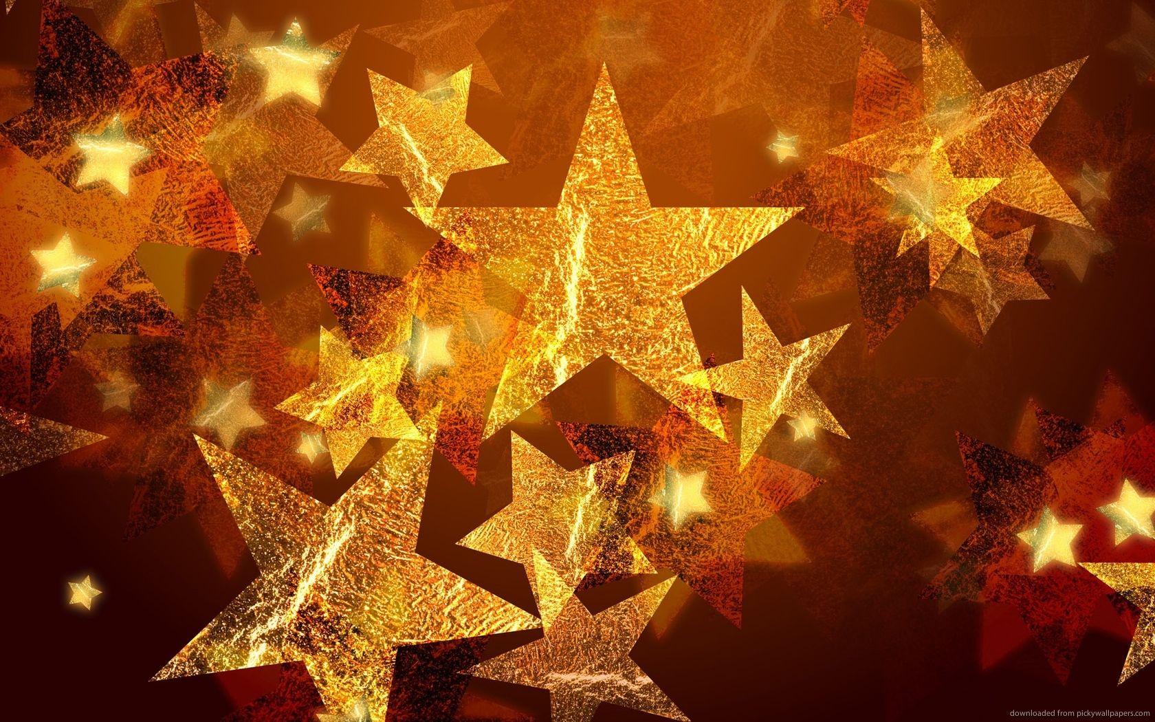 Download 1680x1050 Golden Christmas Stars Wallpaper