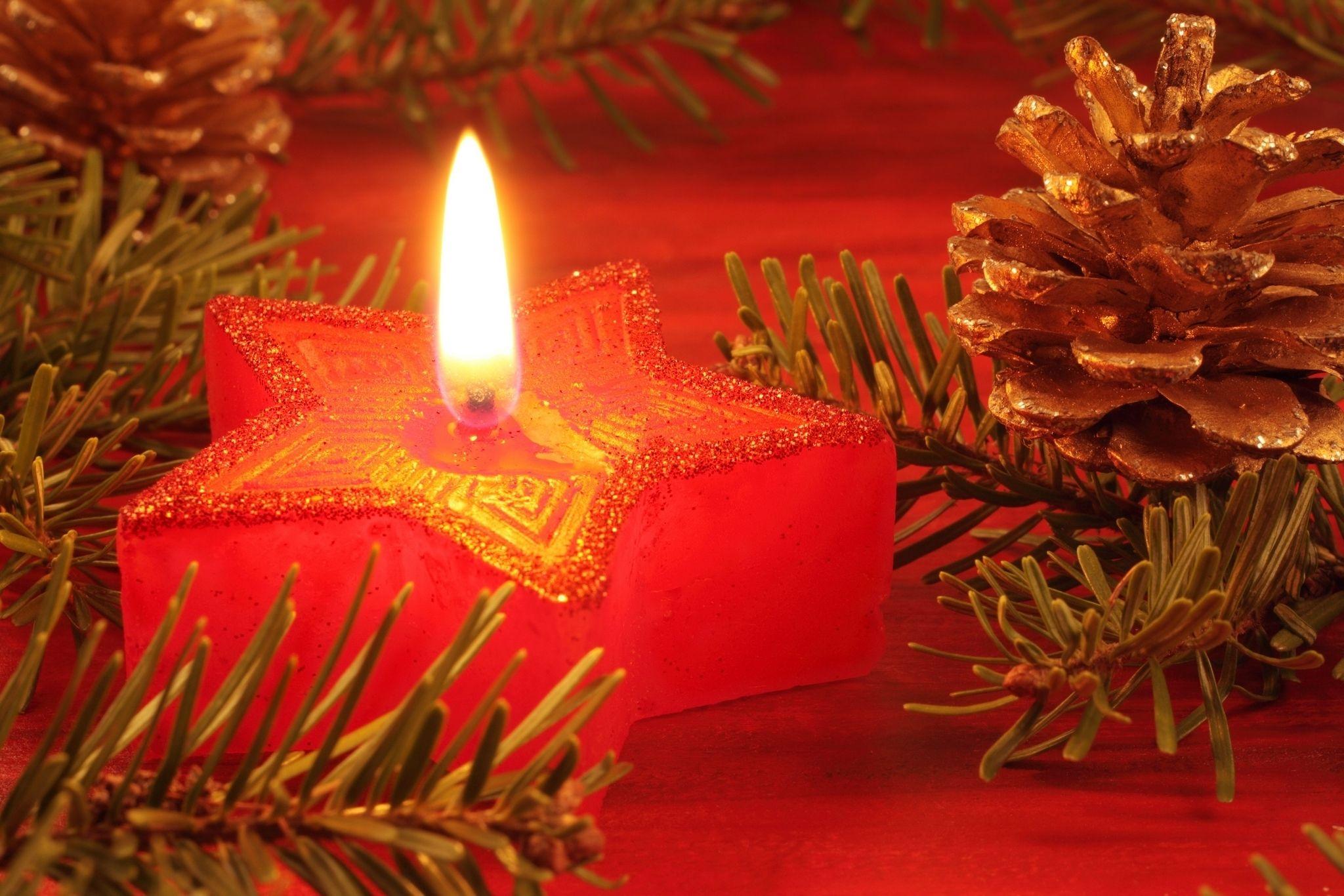 Christmas Candle Ornaments Imanada Image Red HD Wallpaper