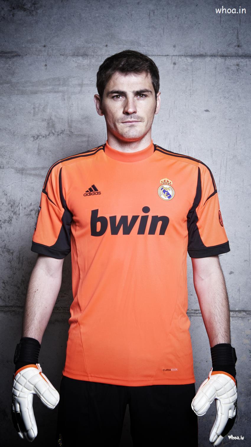 Iker Casillas In Orange T Shirt HD Spain Goalkeeper Wallpaper