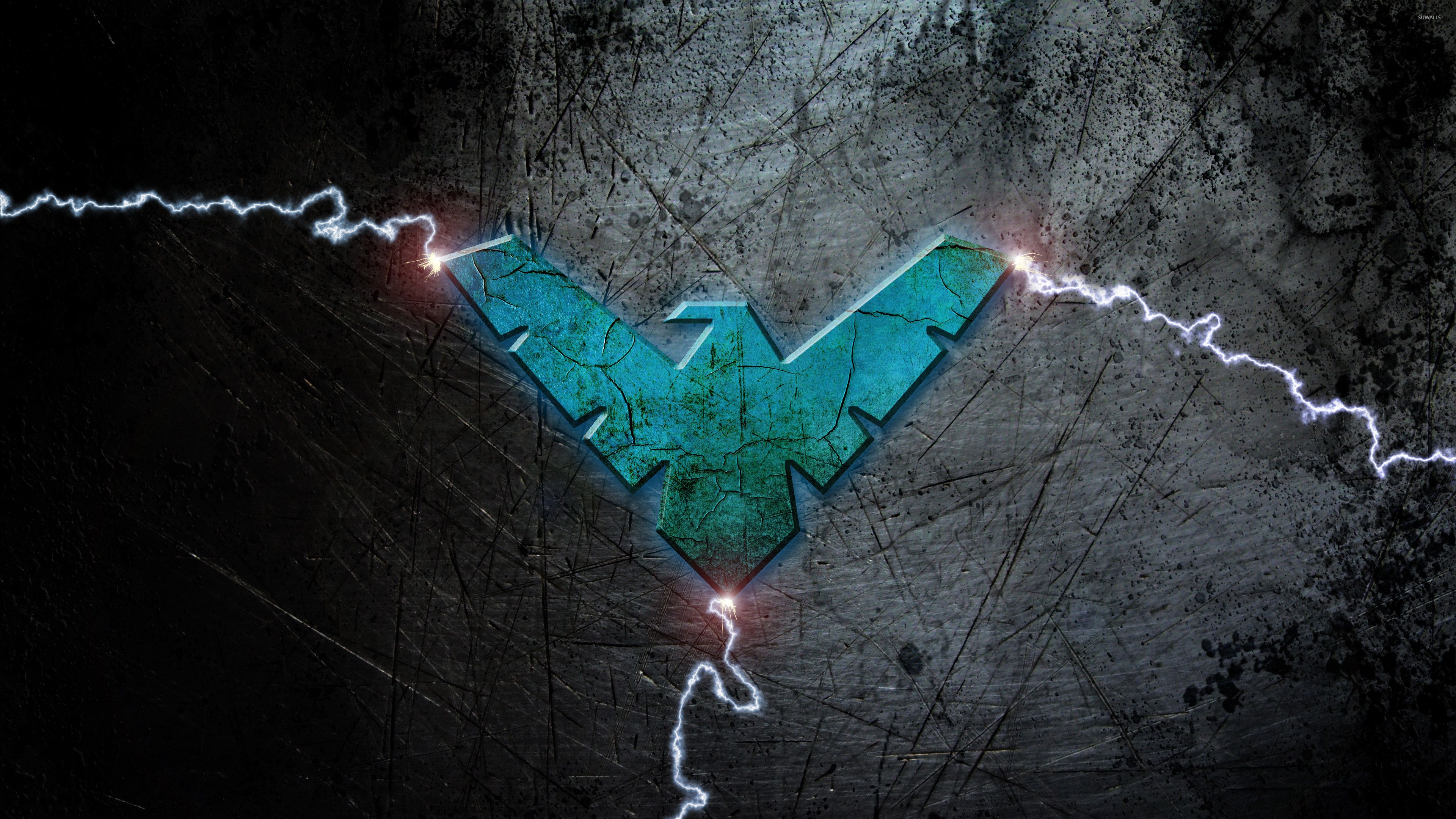 Blue Nightwing logo with lightning wallpaper wallpaper