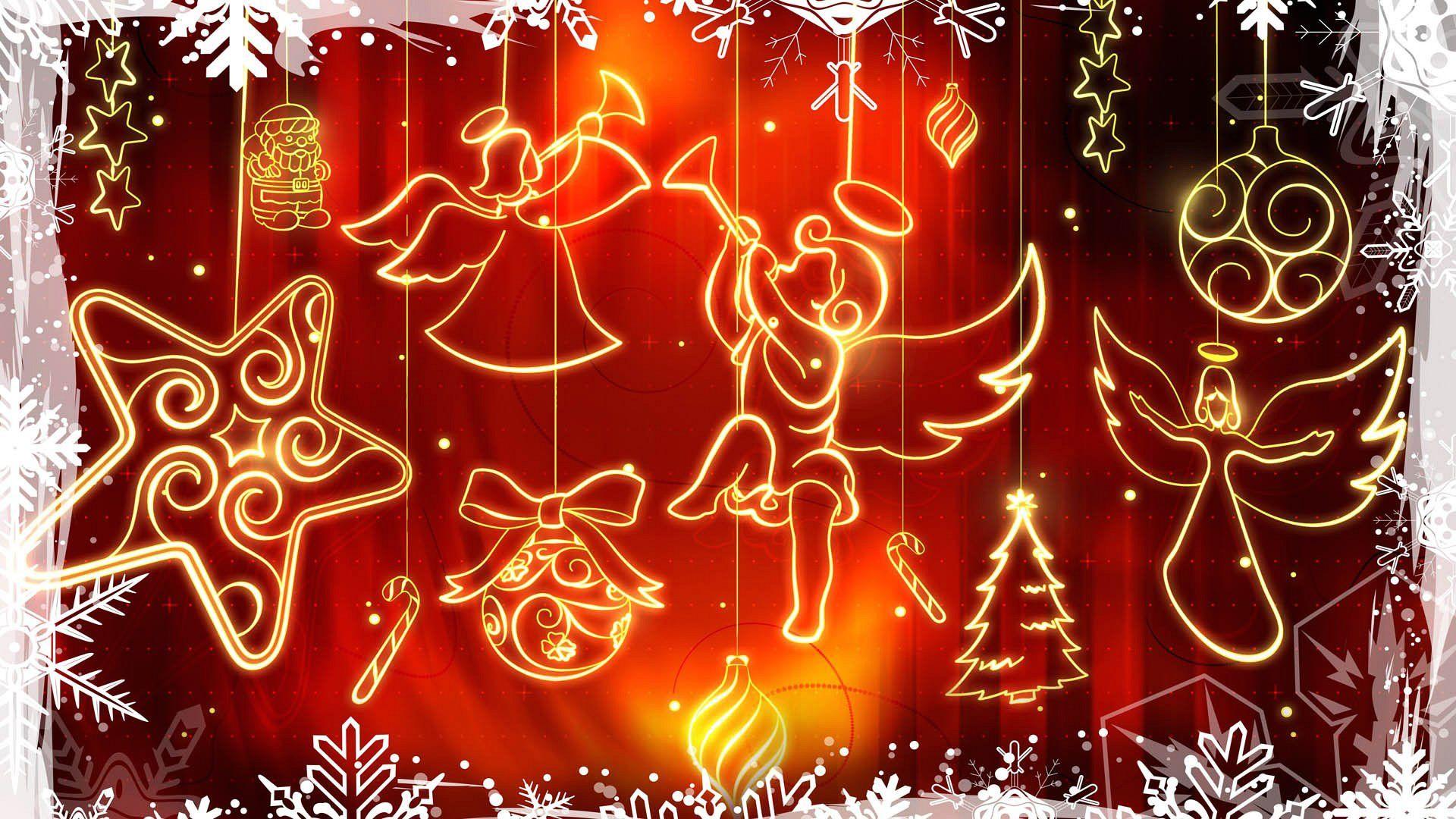 Wallpaper Christmas Neon Angels x 1080 Santa