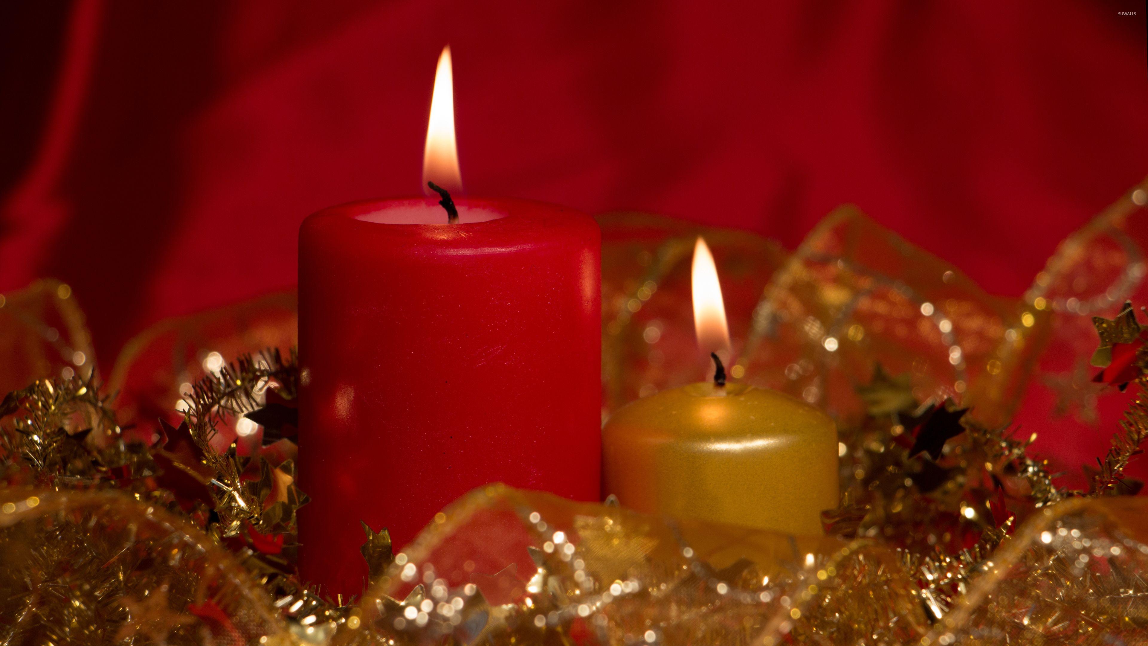 Red and golden Christmas candles wallpaper wallpaper