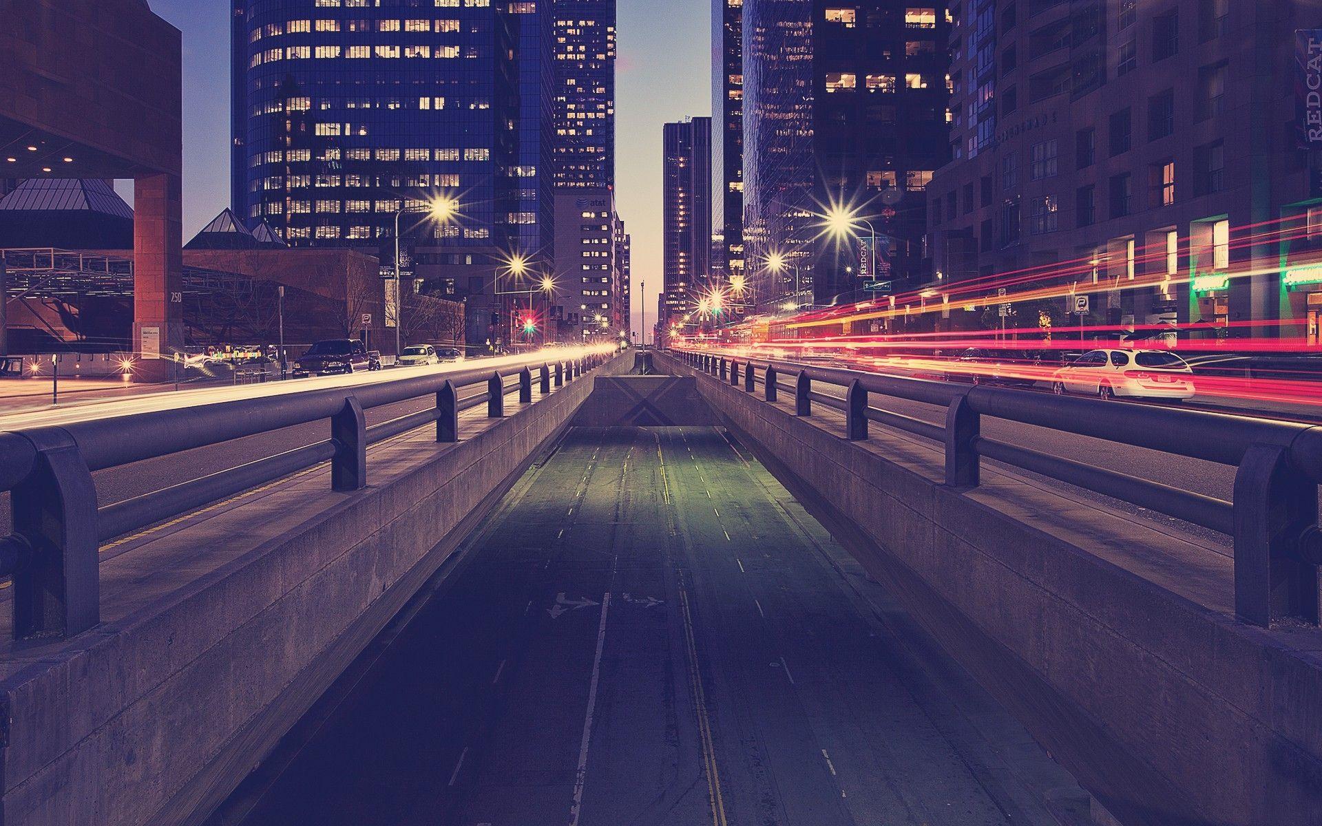 Wallpaper Road, Traffic, Night, City lights HD, Picture, Image