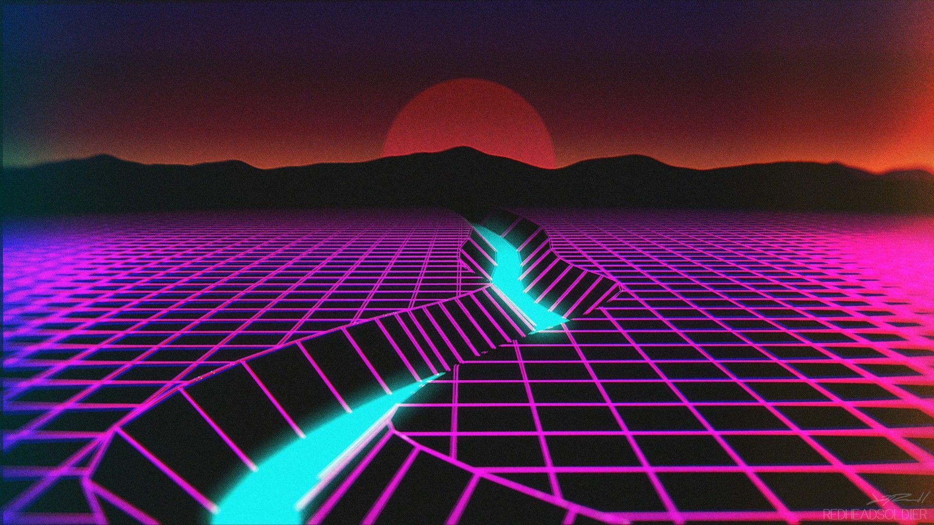 New Retro Wave, #neon, #synthwave, #wireframe. Wallpaper No