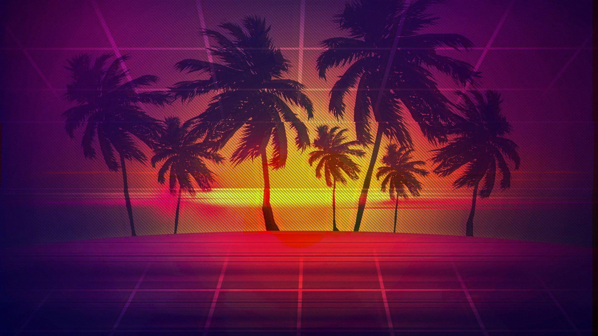 Retro Wave Full HD Wallpaper and Backgroundx1080