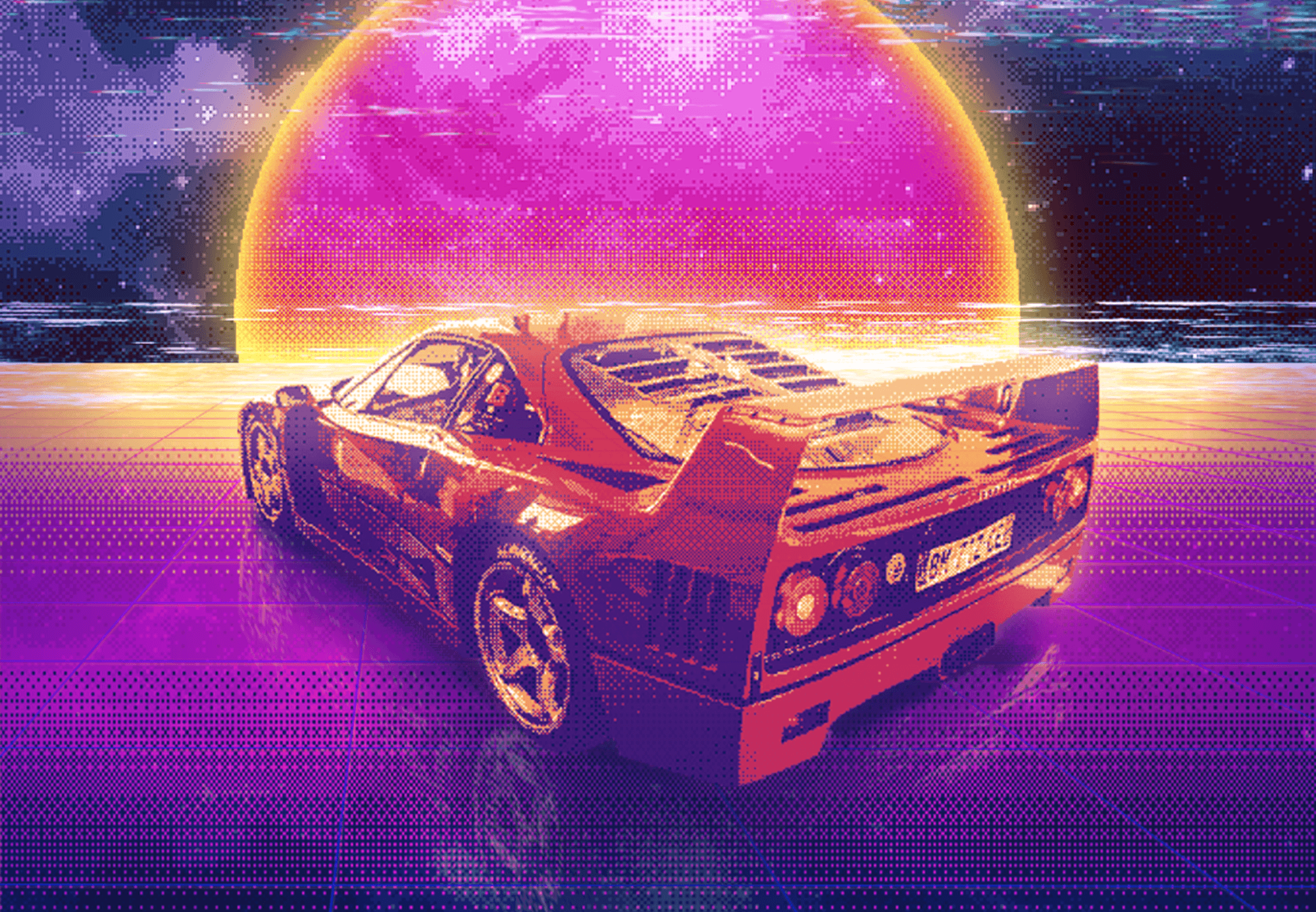 Retro Wave Full HD Wallpaper and Backgroundx1386