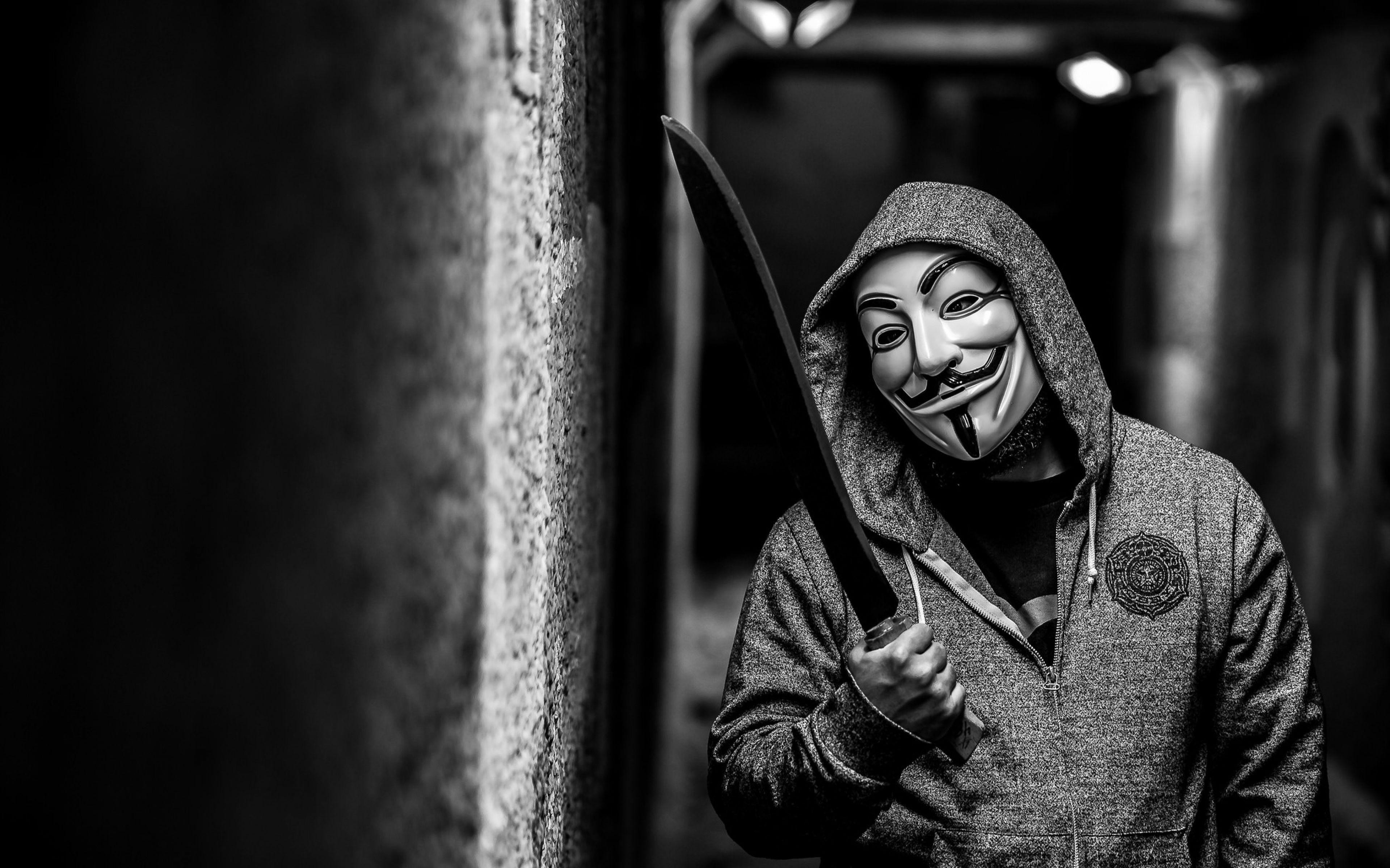 HD Background Anonymous Mask Hacker Group Machete Jacket Wallpaper