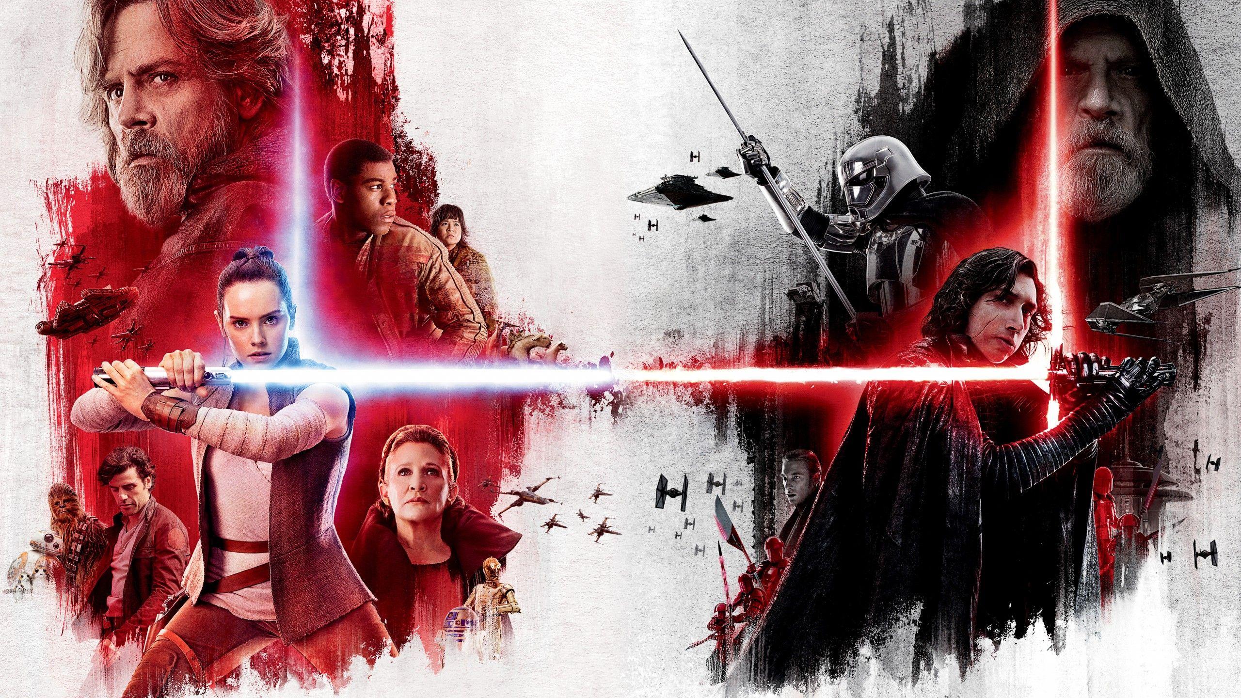 Wallpaper Star Wars: The Last Jedi, Rey, Kylo Ren, Key art