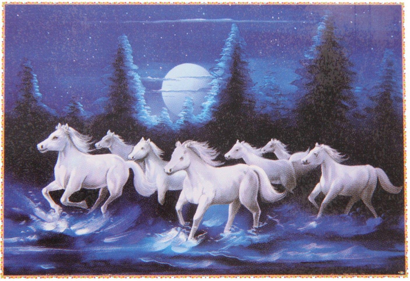 Bm Traders Beautiful 7 White Horses rolled Poster Big Paper Print