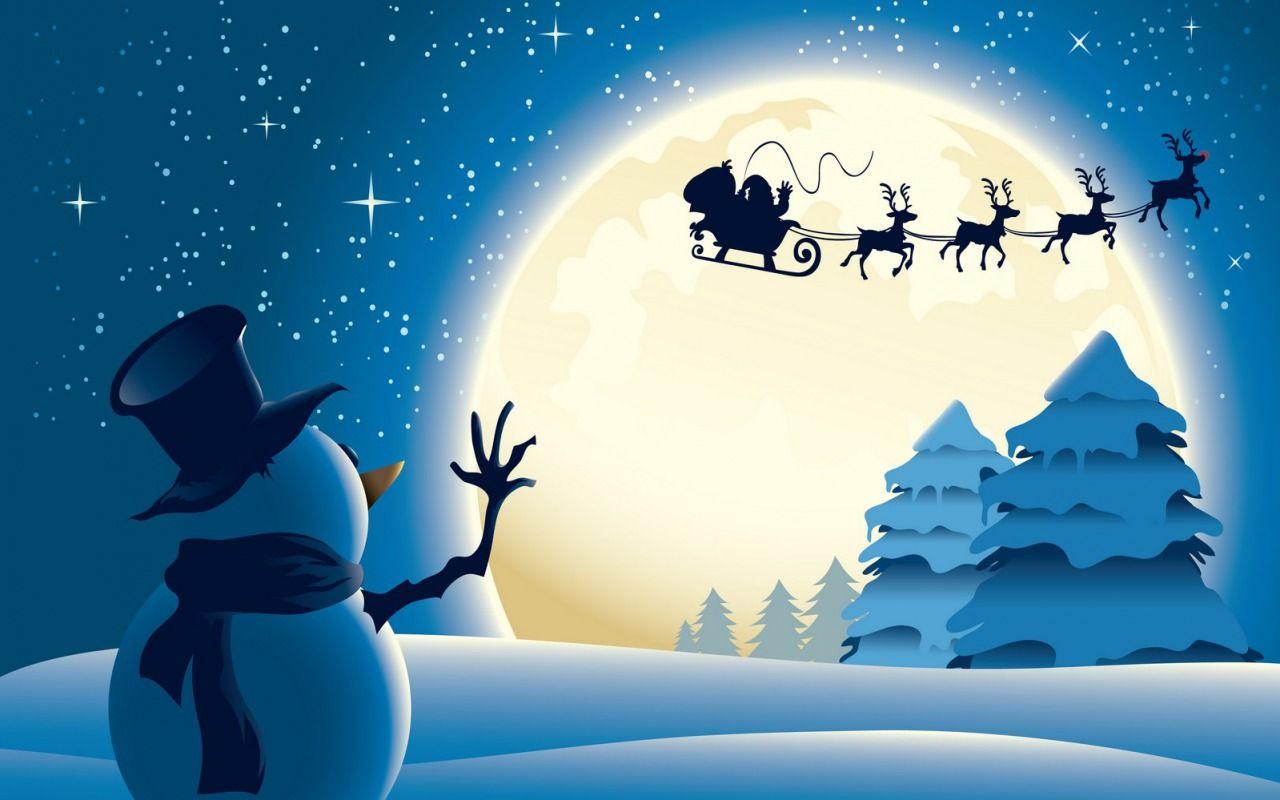 Christmas Reindeer Sleigh Wallpaper
