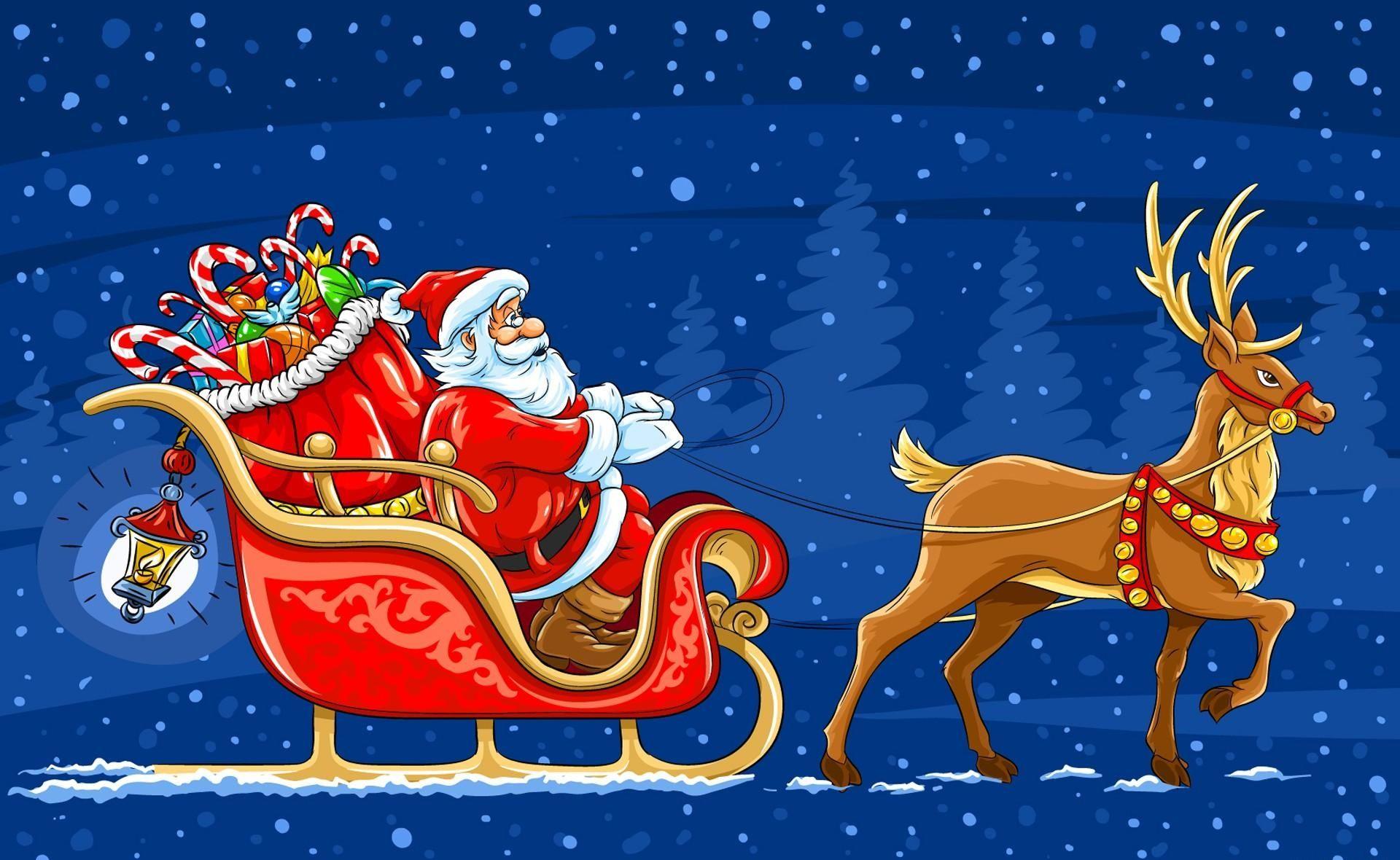 Download New Year Christmas Santa Claus Sleigh Reindeer Gifts