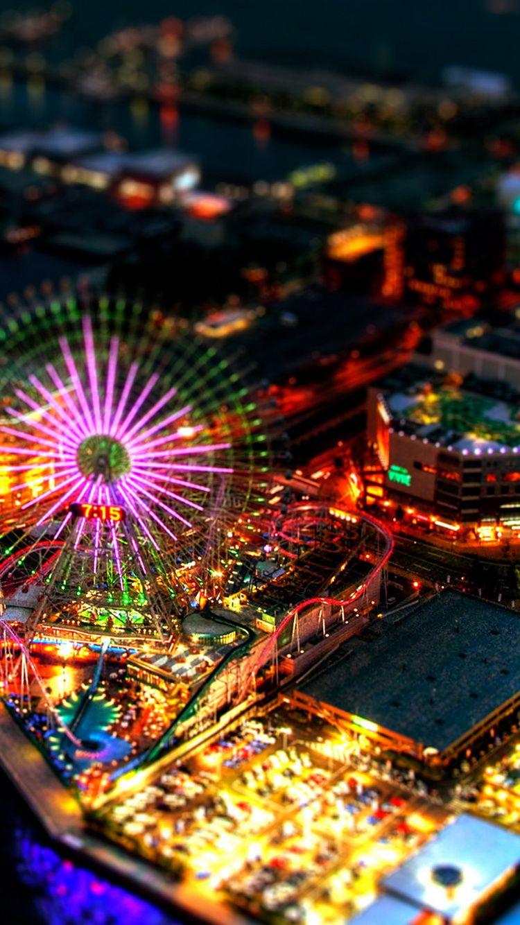 Amusement Park Yokohama Japan Night iPhone 6 Wallpaper HD
