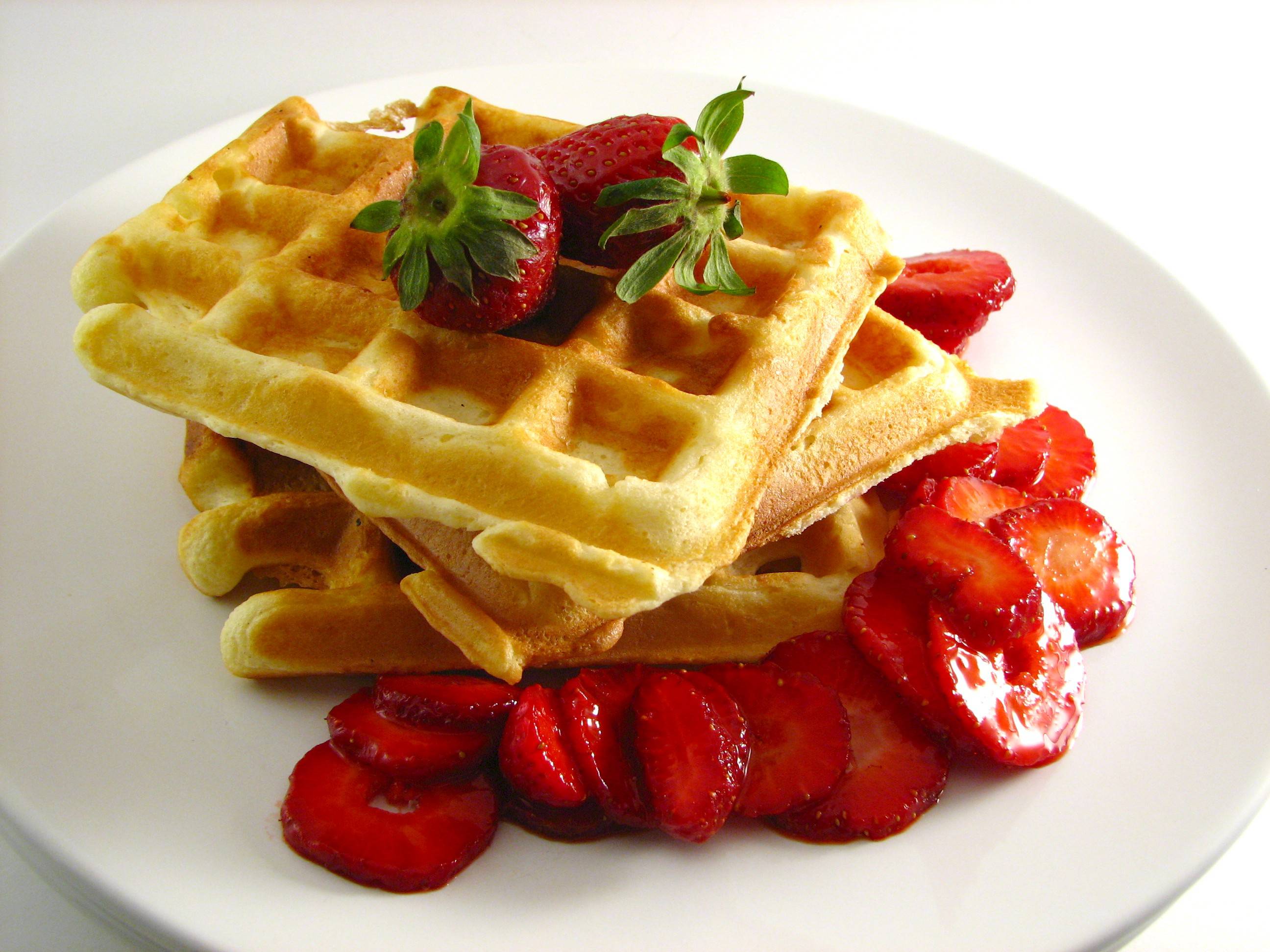 Waffles With Syrup Strawberries