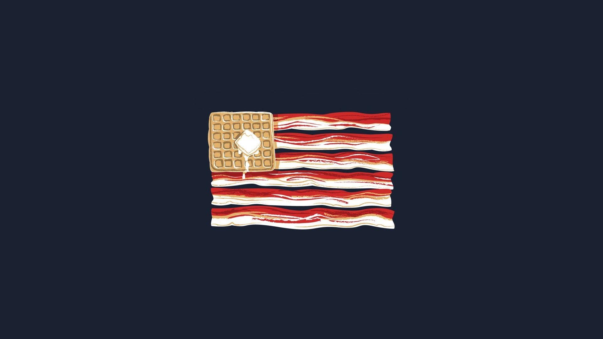cartoons, abstract, bacon, USA, waffles, solid, breakfast