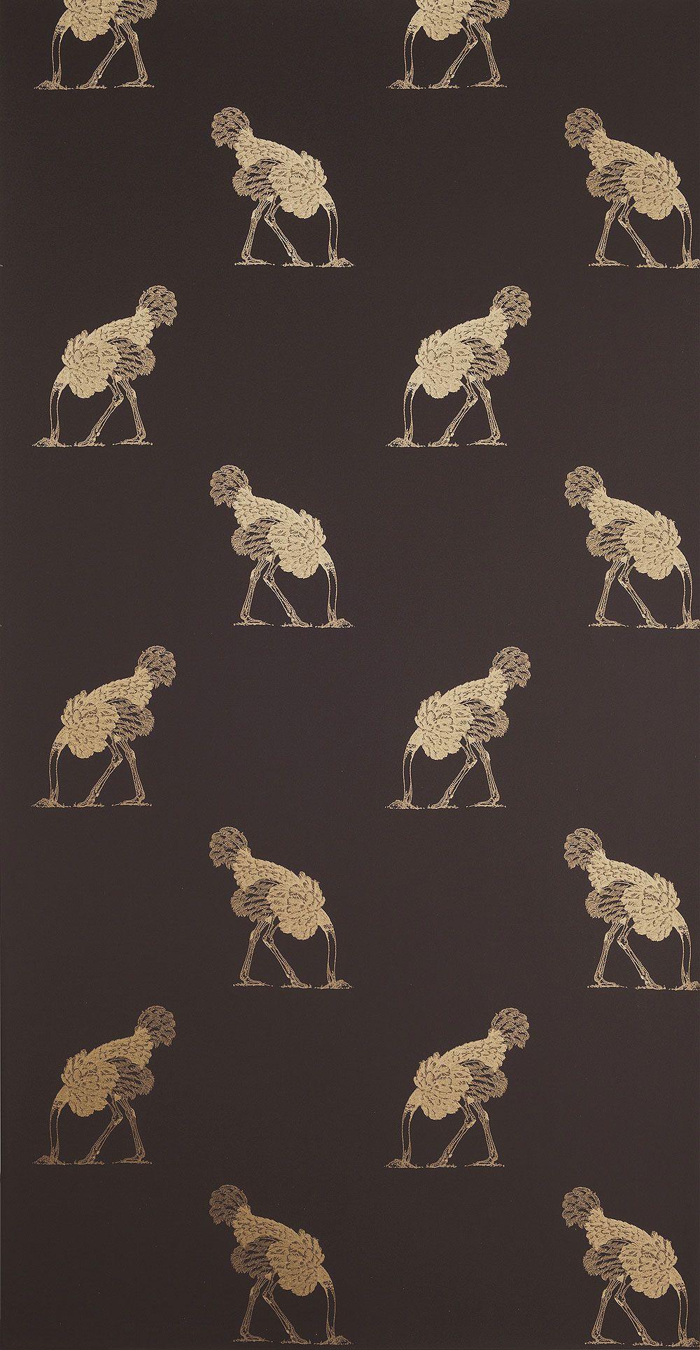 Ostrich Wallpaper. Beware the Moon. Made in England