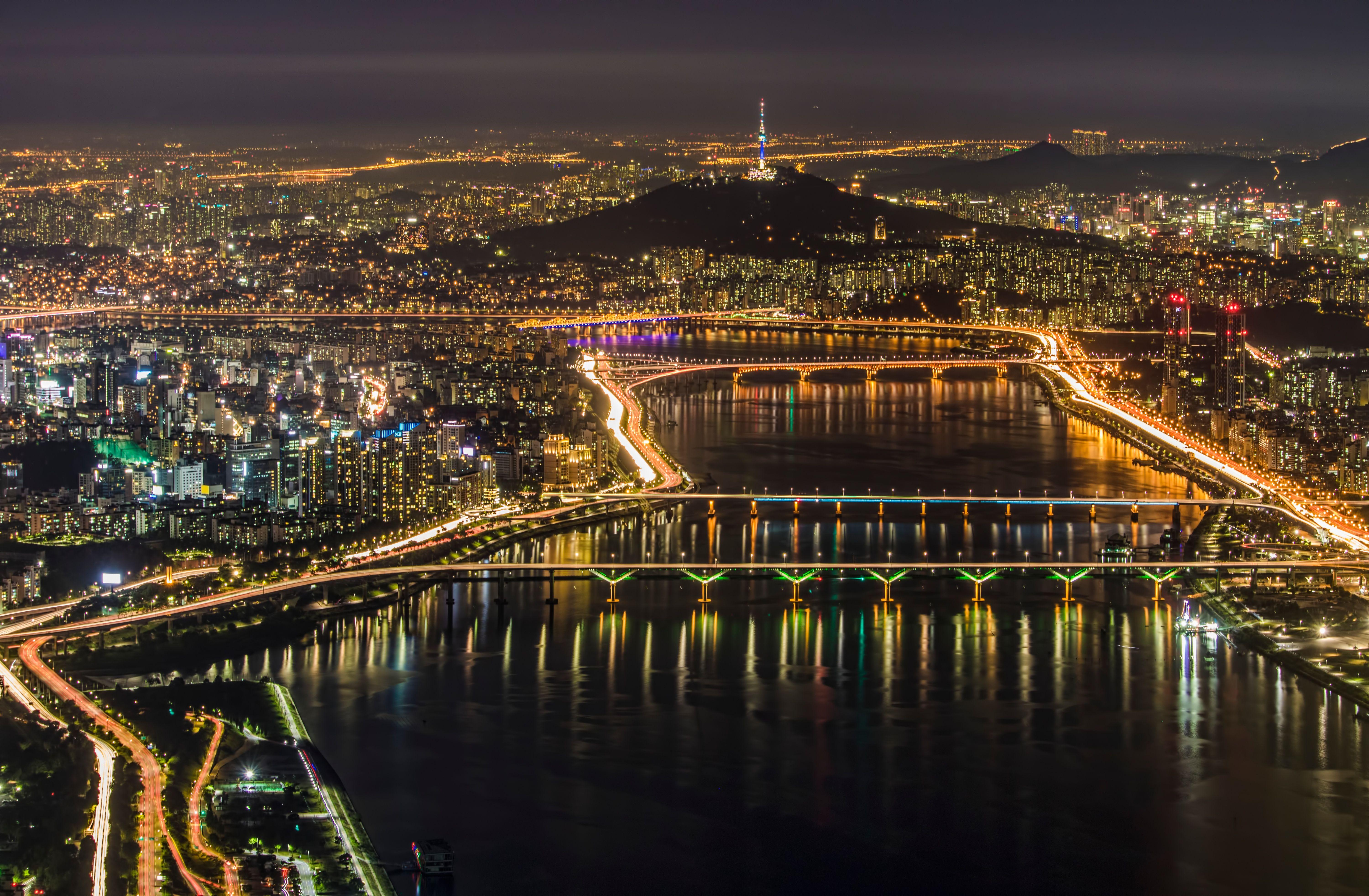 South Korea Bridge and Cityscape 4k Ultra HD Wallpaper