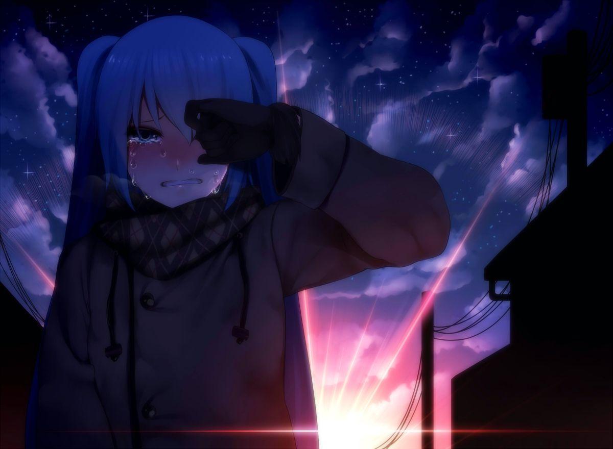 Sad anime girl for profile HD wallpapers