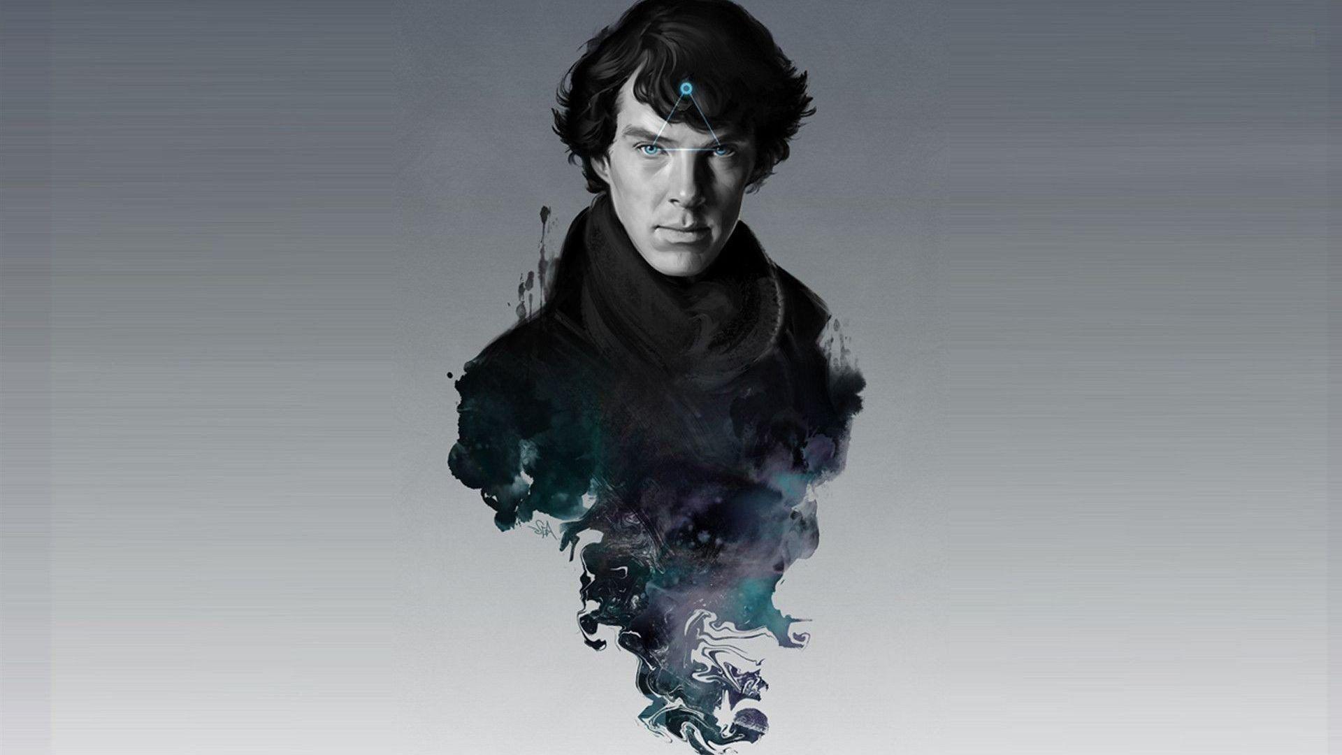 Sherlock Holmes Benedict Cumberbatch TV Smoke Simple Background