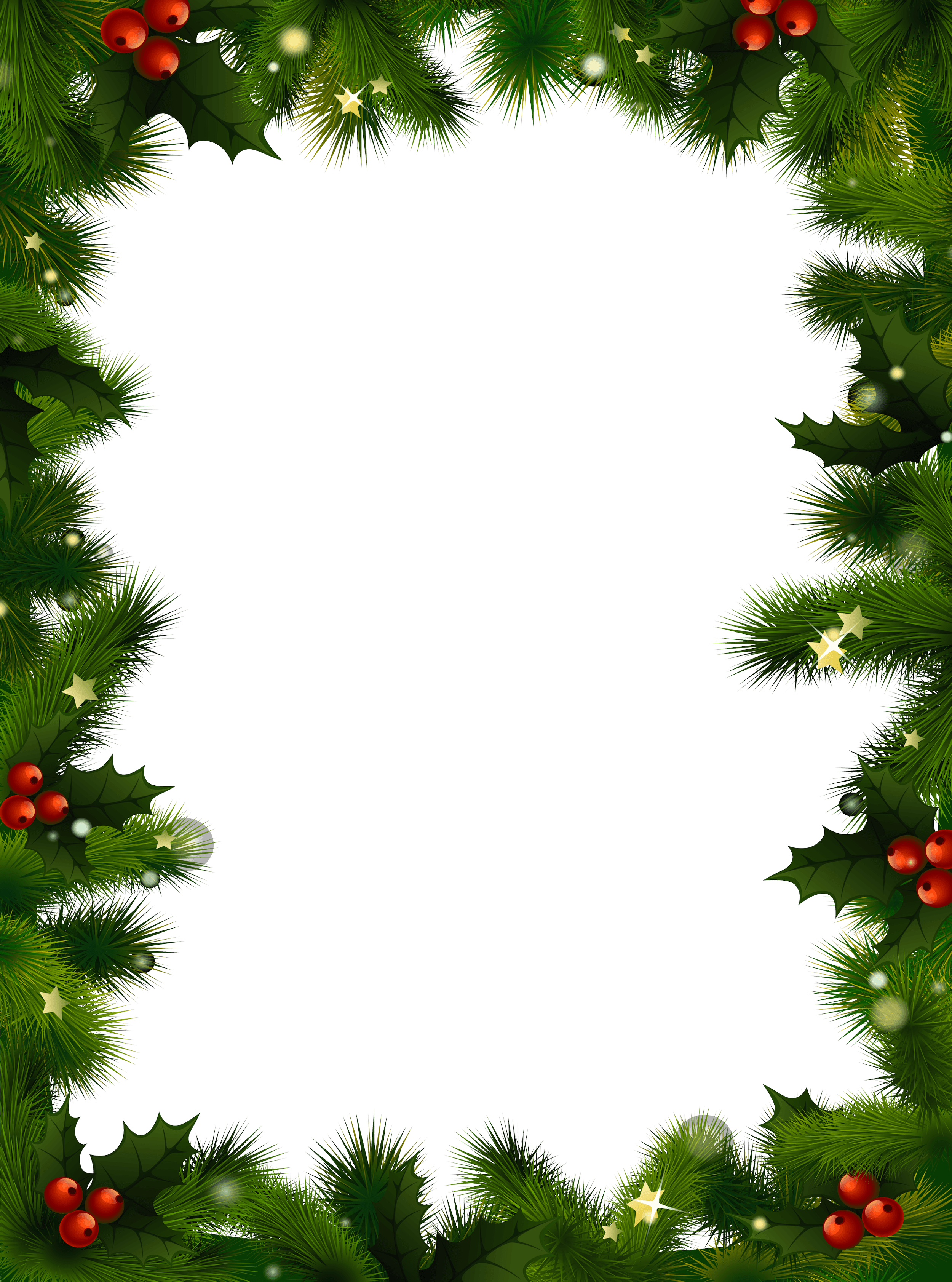 Transparent Christmas Photo Frame with Pine and Mistletoe