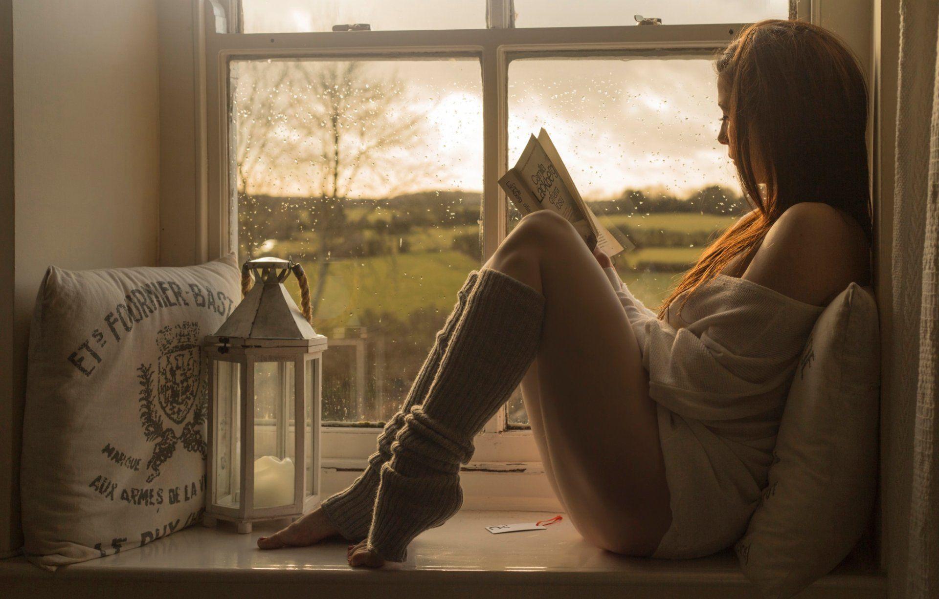relax girl book window reading HD wallpaper