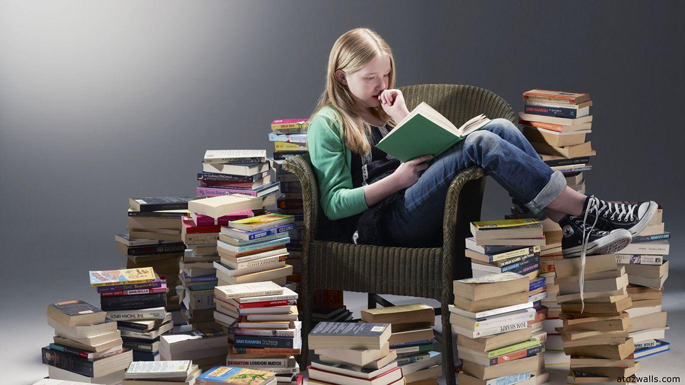 Girl Reading Book Desktop Wallpaper